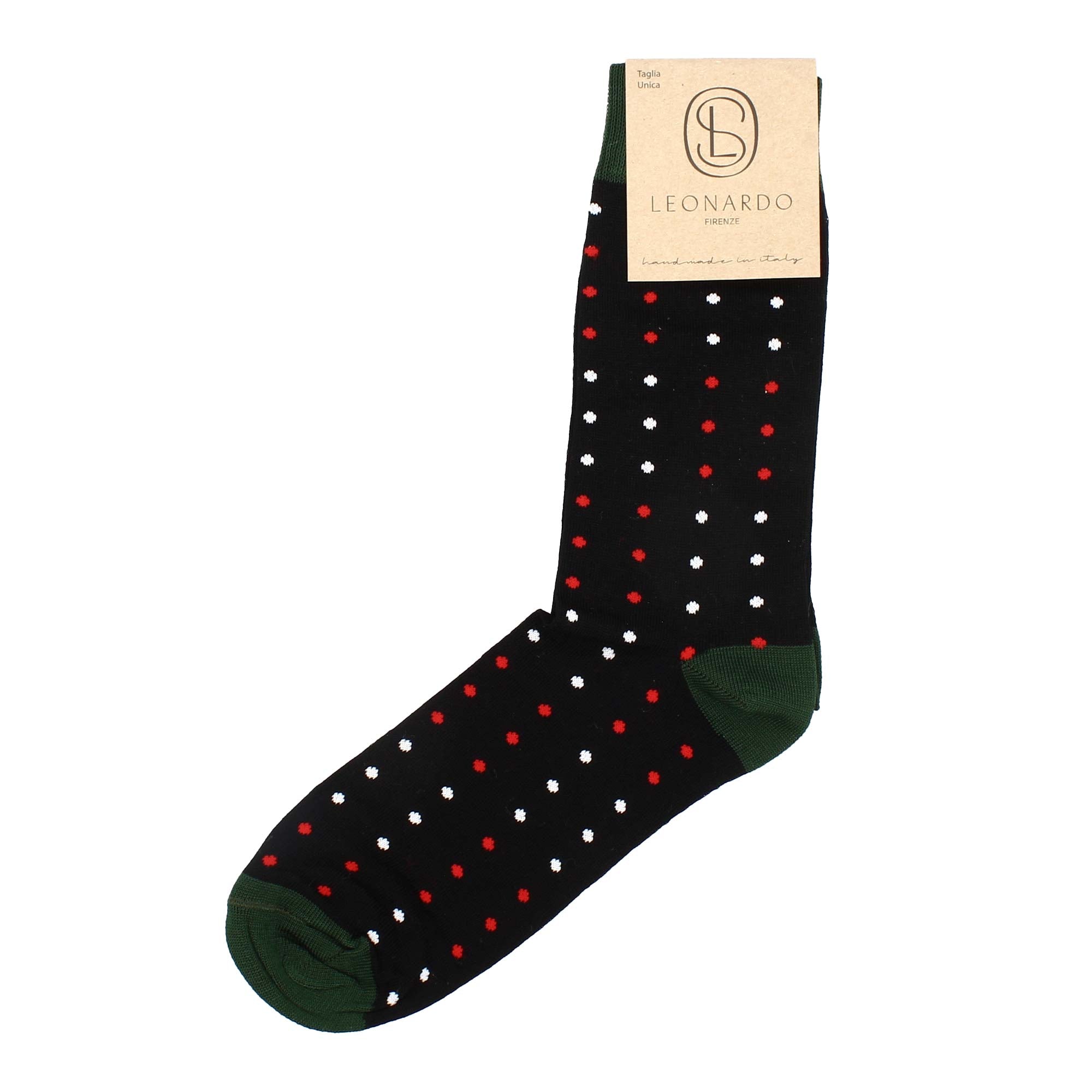 Calzini da uomo in Filo di Scozia nero con disegno pallini