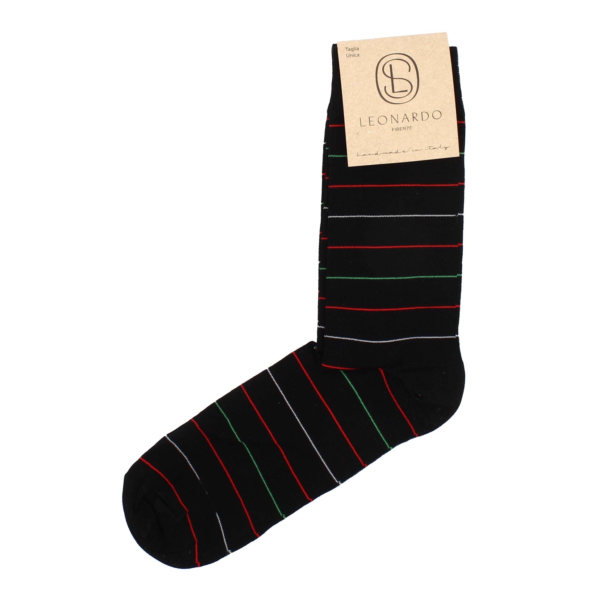Calzini da uomo in Filo di Scozia nero con righe a colori