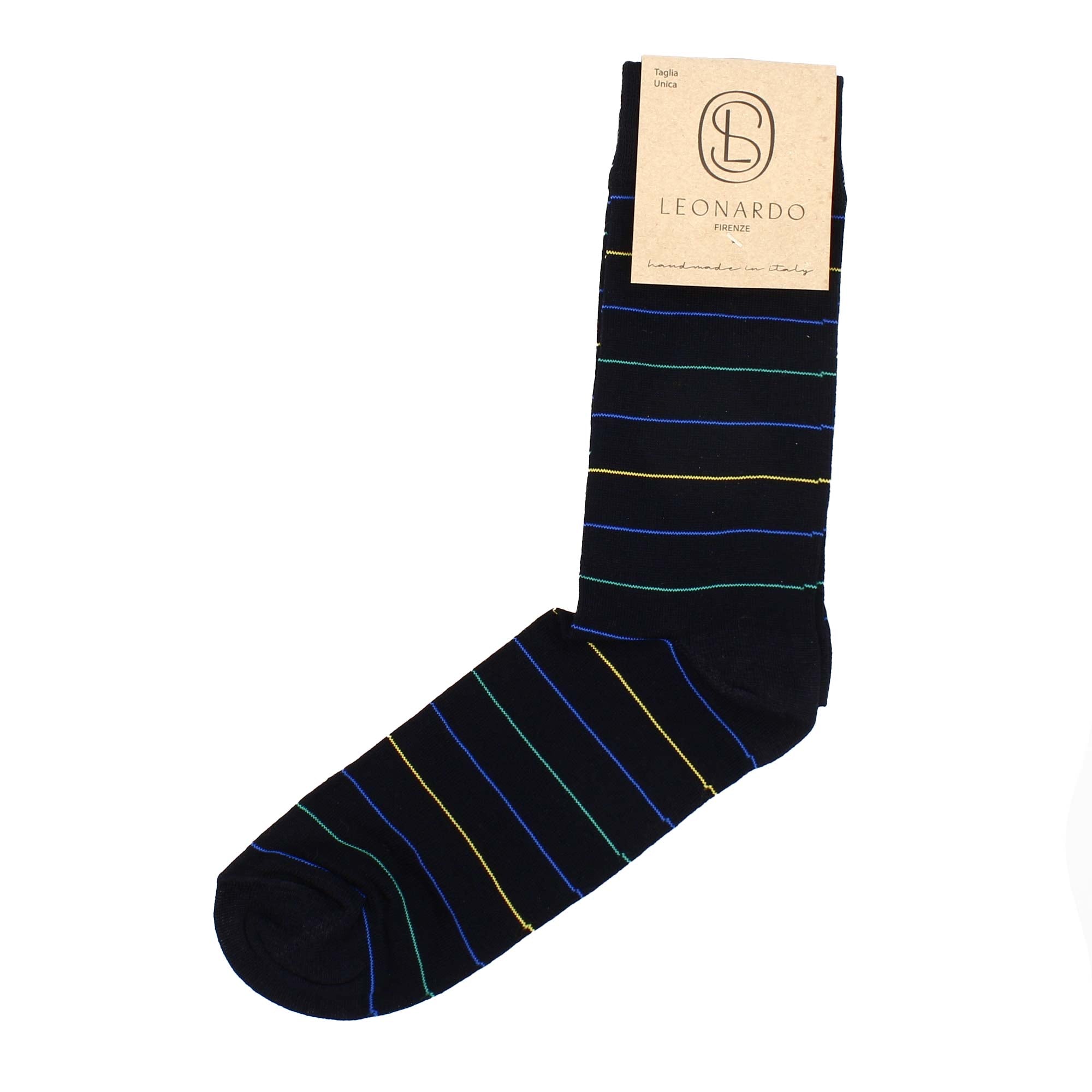 Calzini da uomo in Filo di Scozia blu con righe a colori