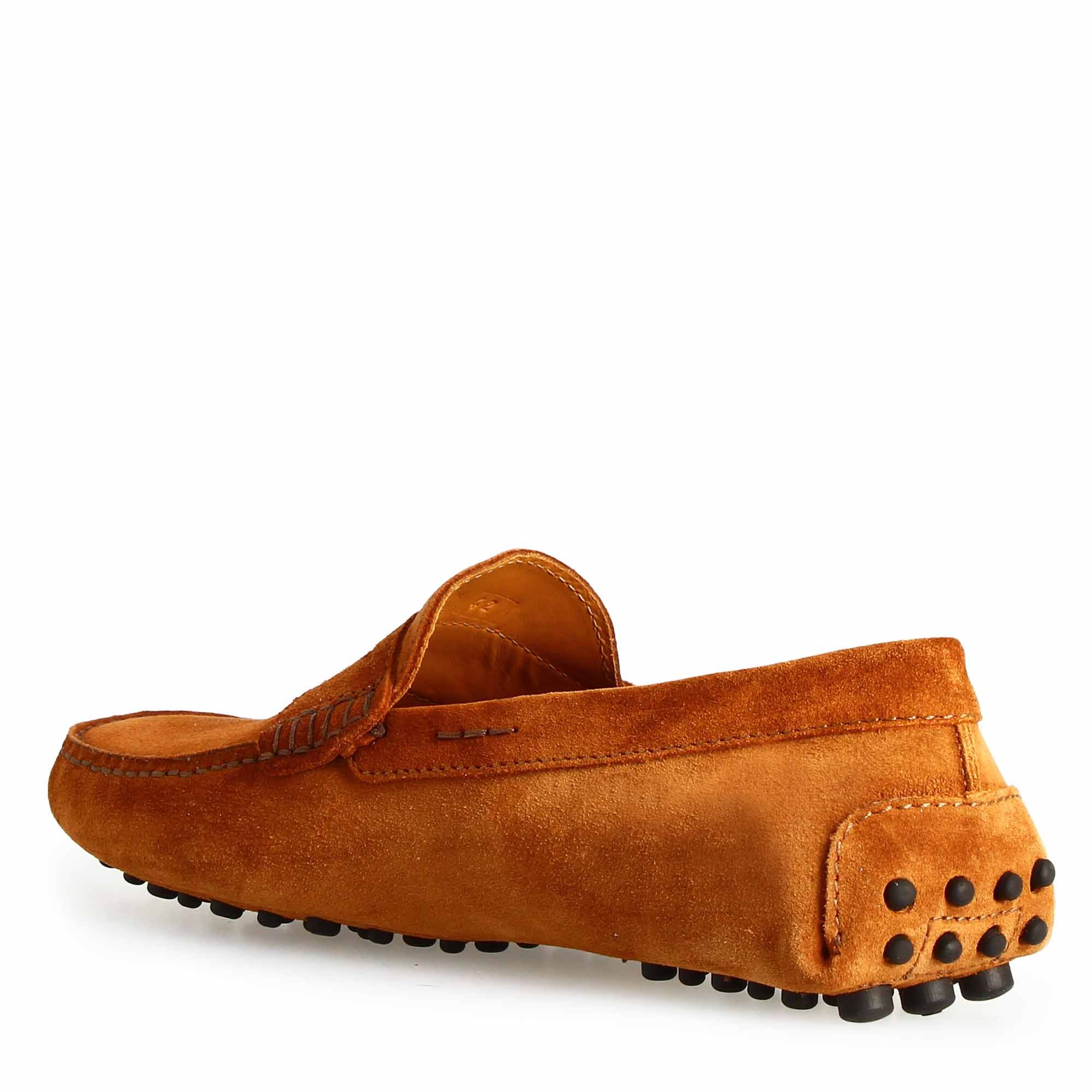 Mocassino marrone chiaro foderato da uomo in pelle scamosciata - LeonardoShoes