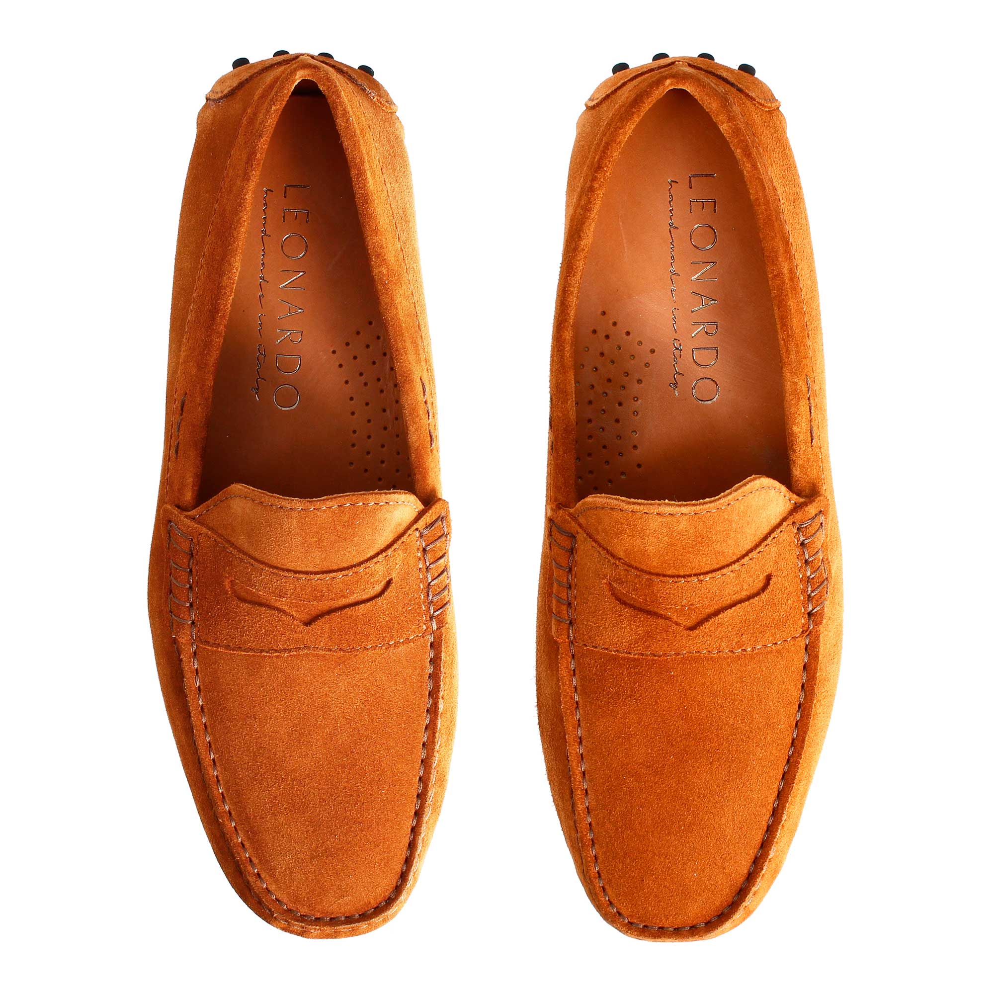 Mocassino marrone chiaro foderato da uomo in pelle scamosciata - LeonardoShoes