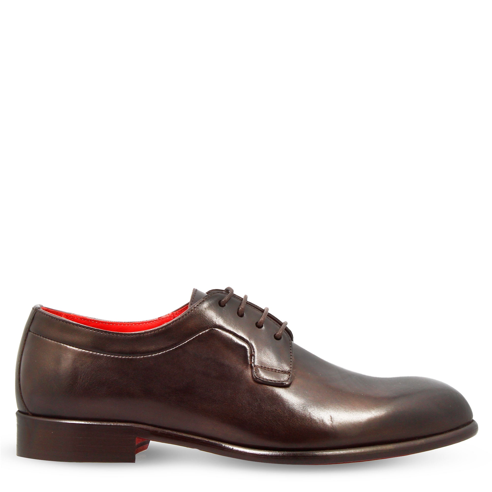Derby marrone scuro elegante da uomo in pelle liscia - LeonardoShoes