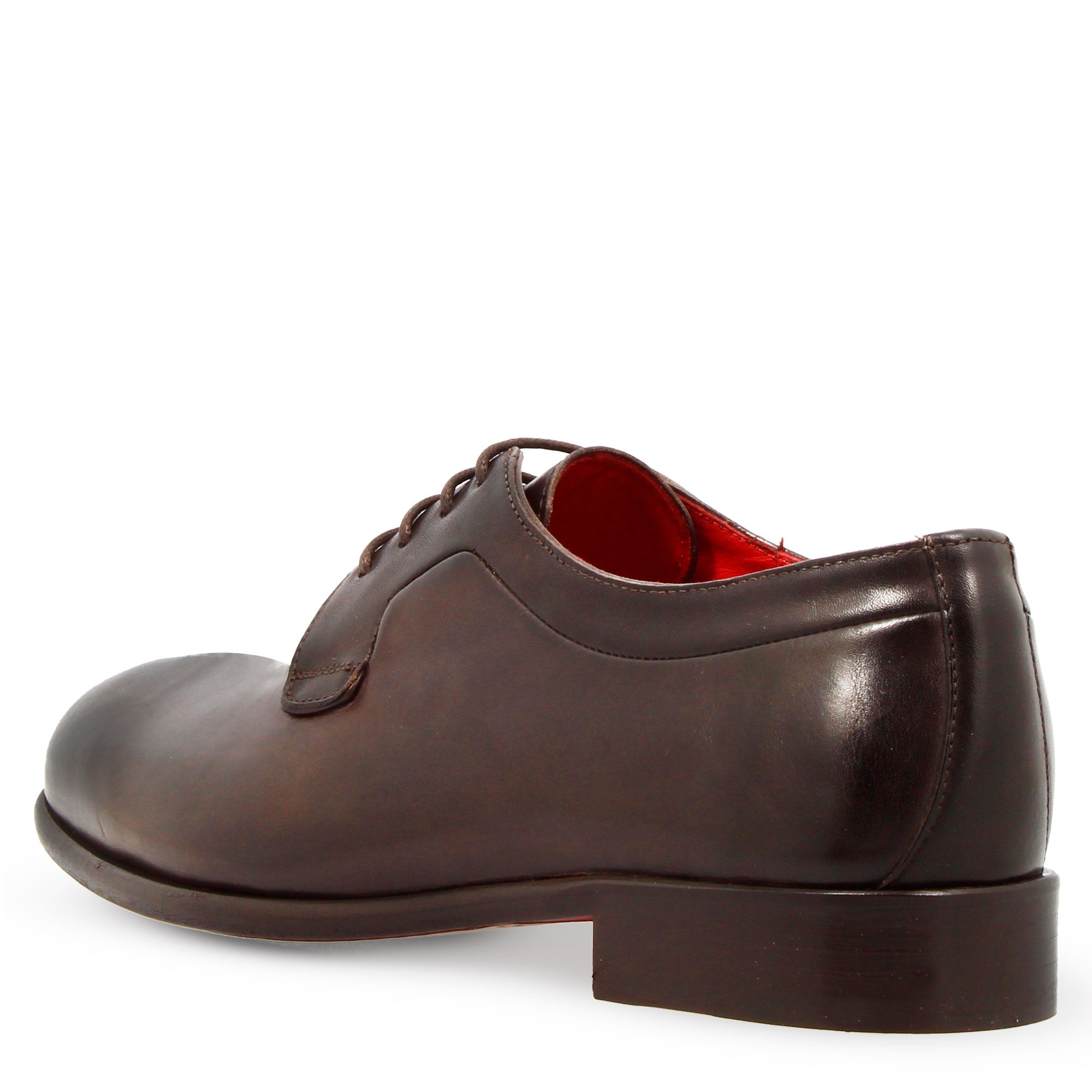 Derby marrone scuro elegante da uomo in pelle liscia - LeonardoShoes