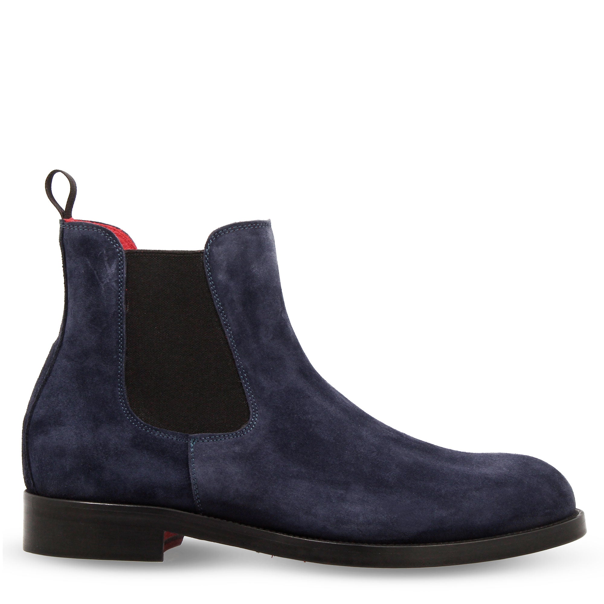 Stivaletti da uomo Chelsea in pelle scamosciata blu suola in cuoio