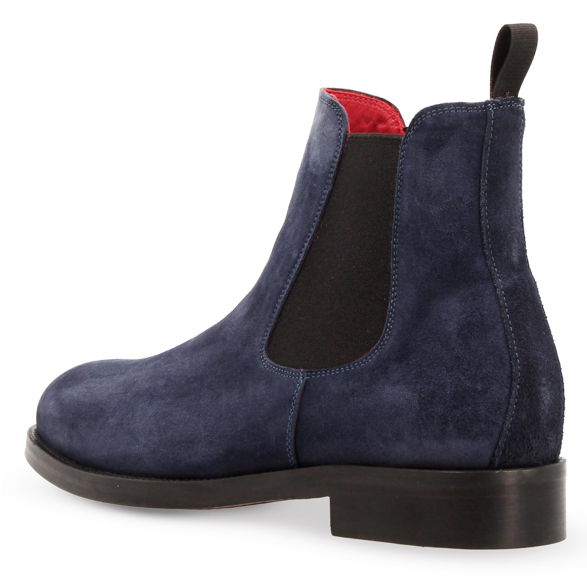 Stivaletti da uomo Chelsea in pelle scamosciata blu suola in cuoio