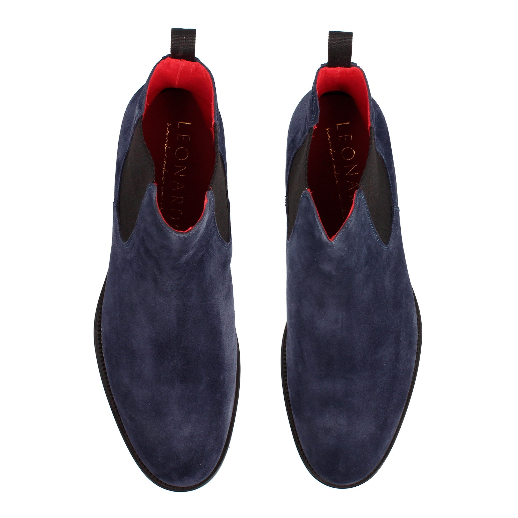 Stivaletti da uomo Chelsea in pelle scamosciata blu suola in cuoio