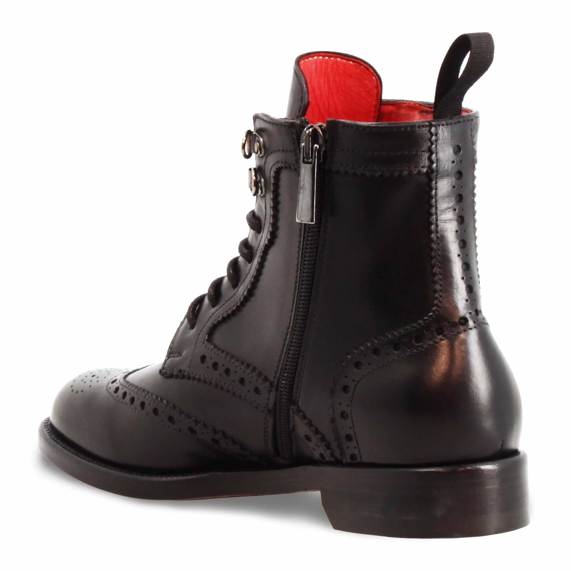 Amphibien pour femme avec détails richelieu en cuir noir