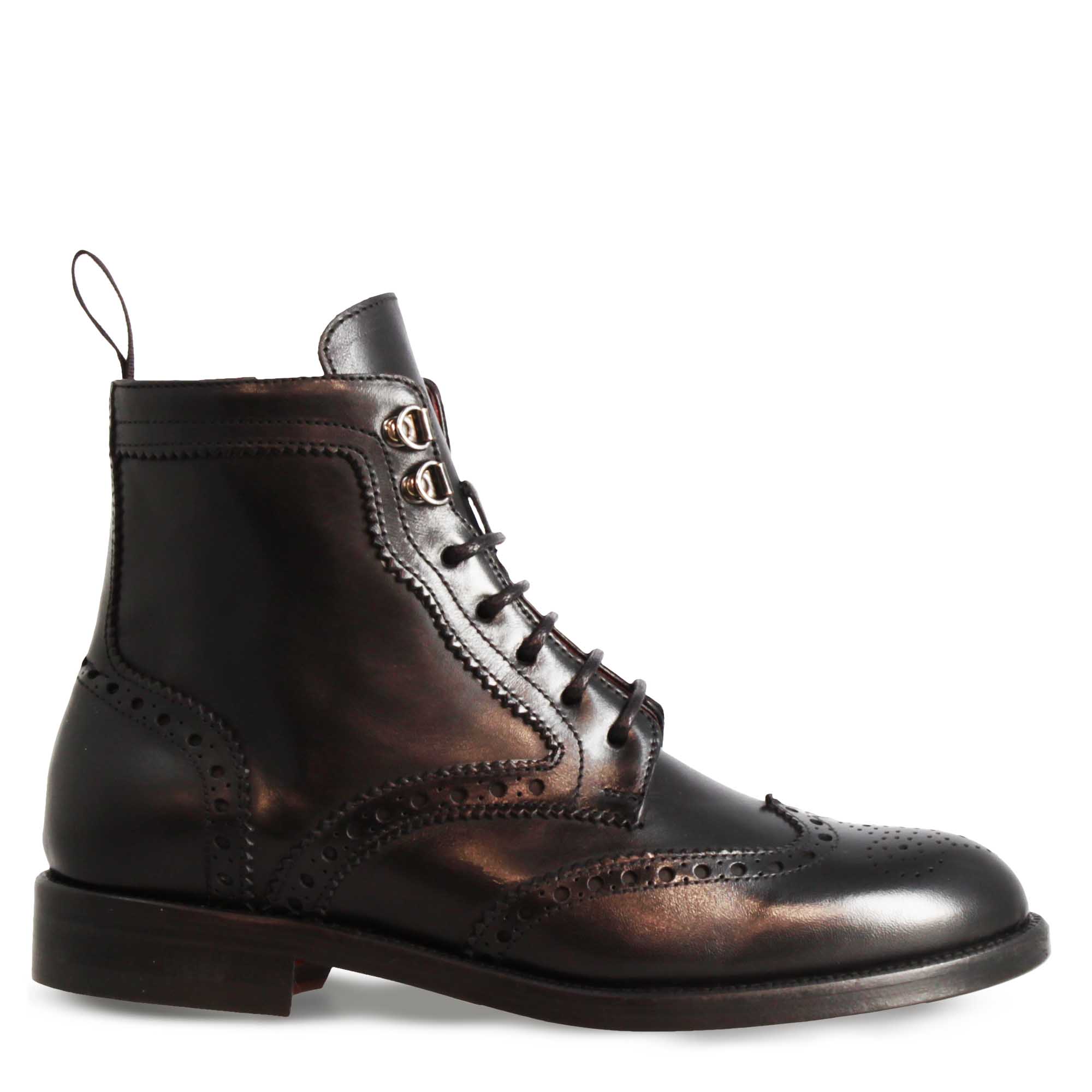 Women's amphibian with brogue details in black leather