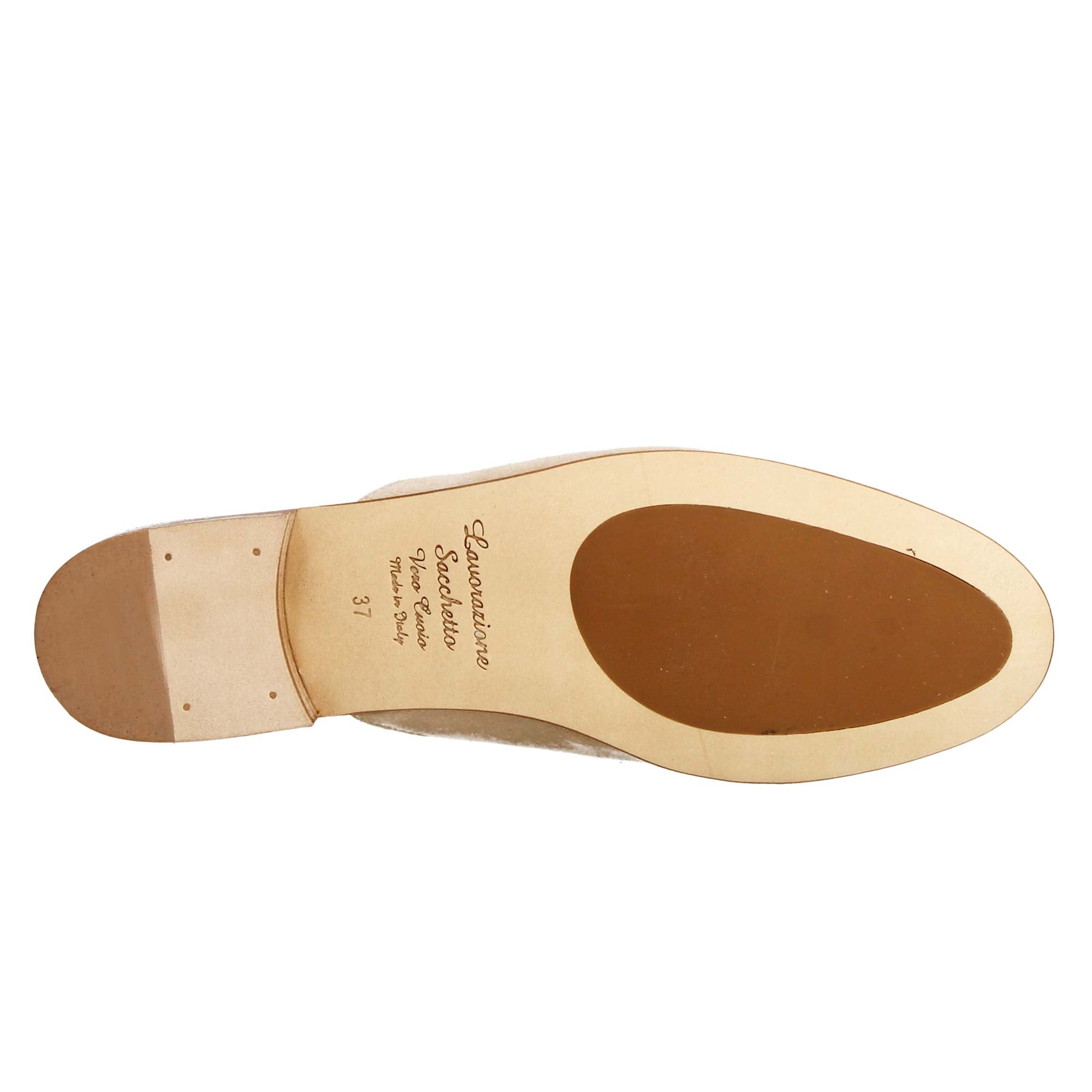 Woman's mules in beige suede with gold buckle