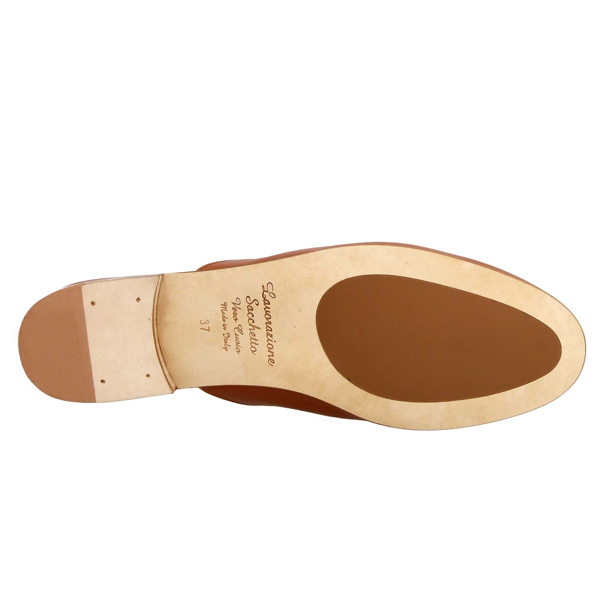 Sabot color marrone con fibbia dorata e fondo in cuoio - LeonardoShoes
