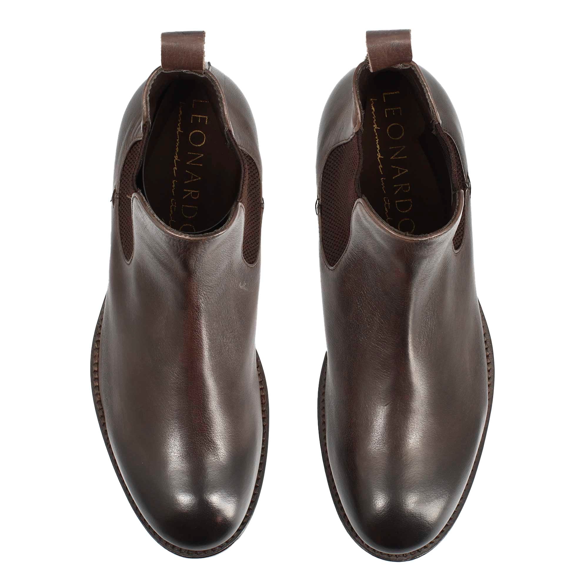 Men's Chelsea Diver boot in dark brown washed leather