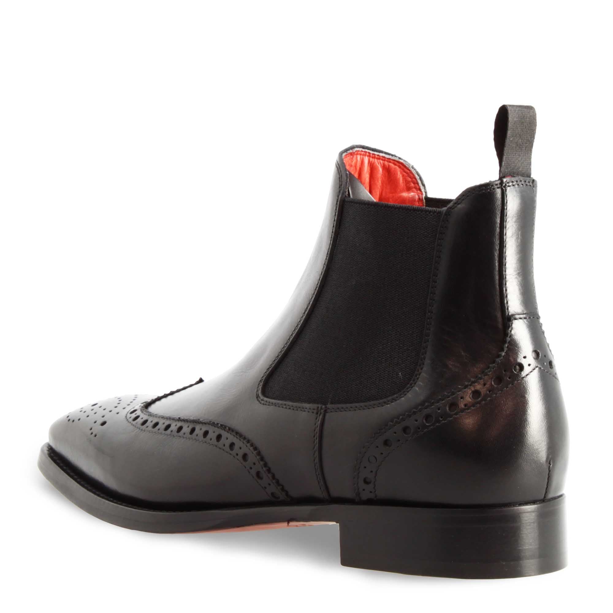 Stivaletto Chelsea con dettagli brogue uomo in pelle colore nero