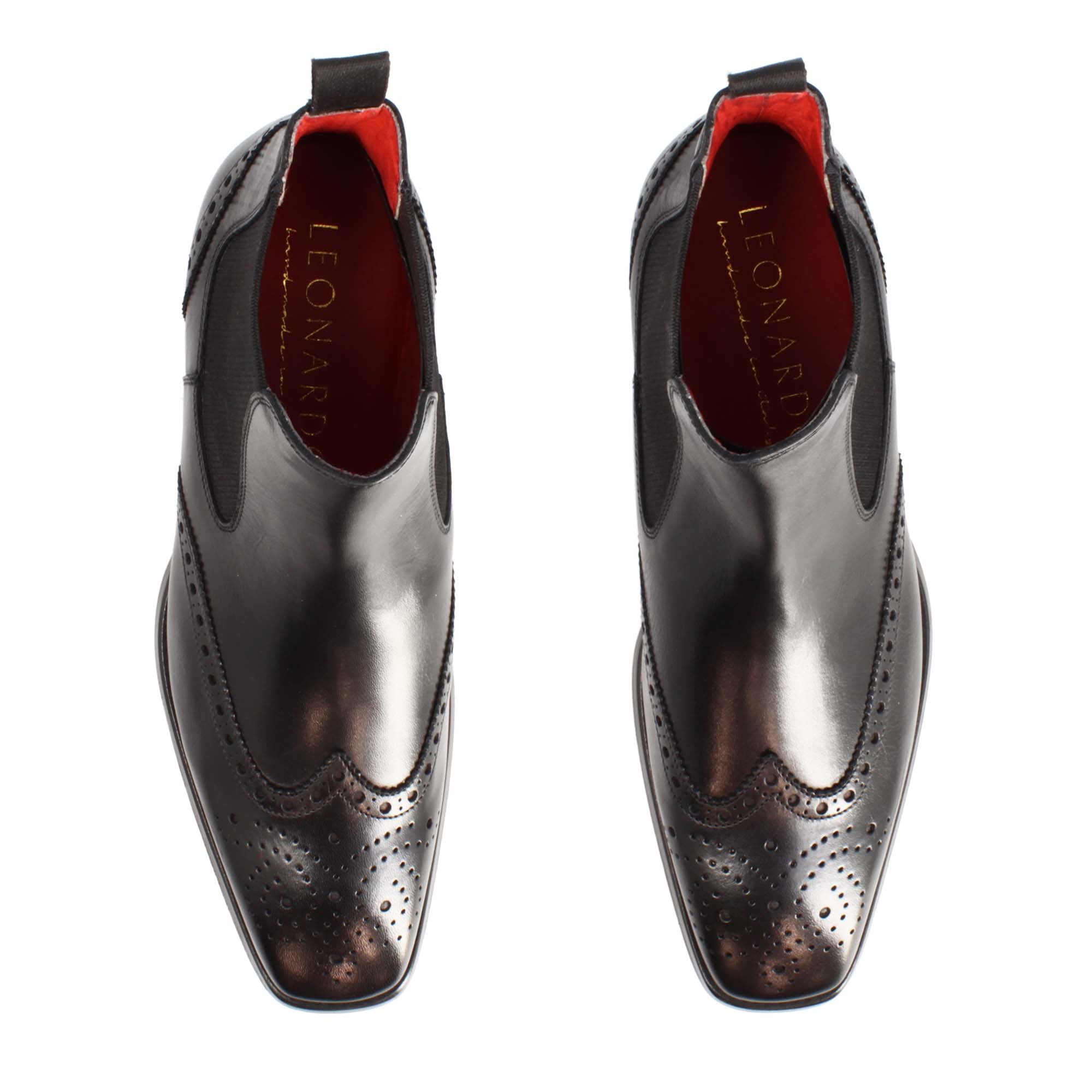 Stivaletto Chelsea con dettagli brogue uomo in pelle colore nero