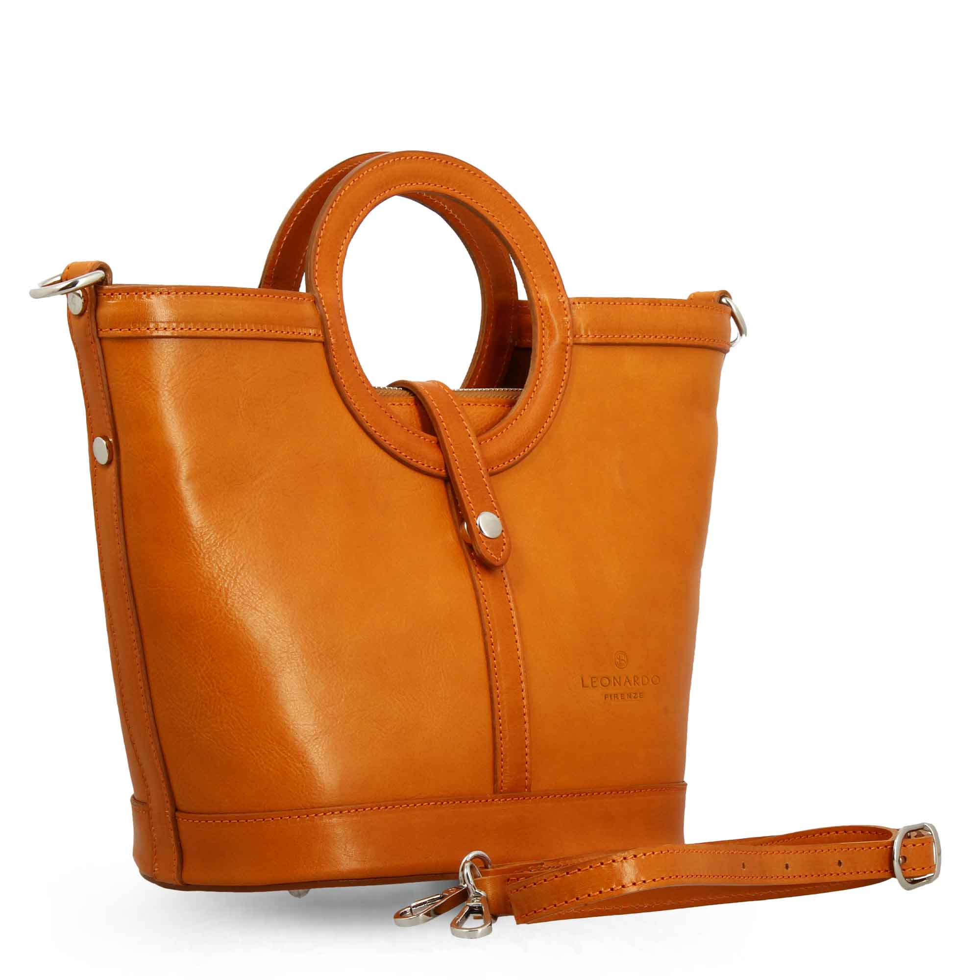 Borsa a mano da donna Afrodite in pelle colore marrone chiaro