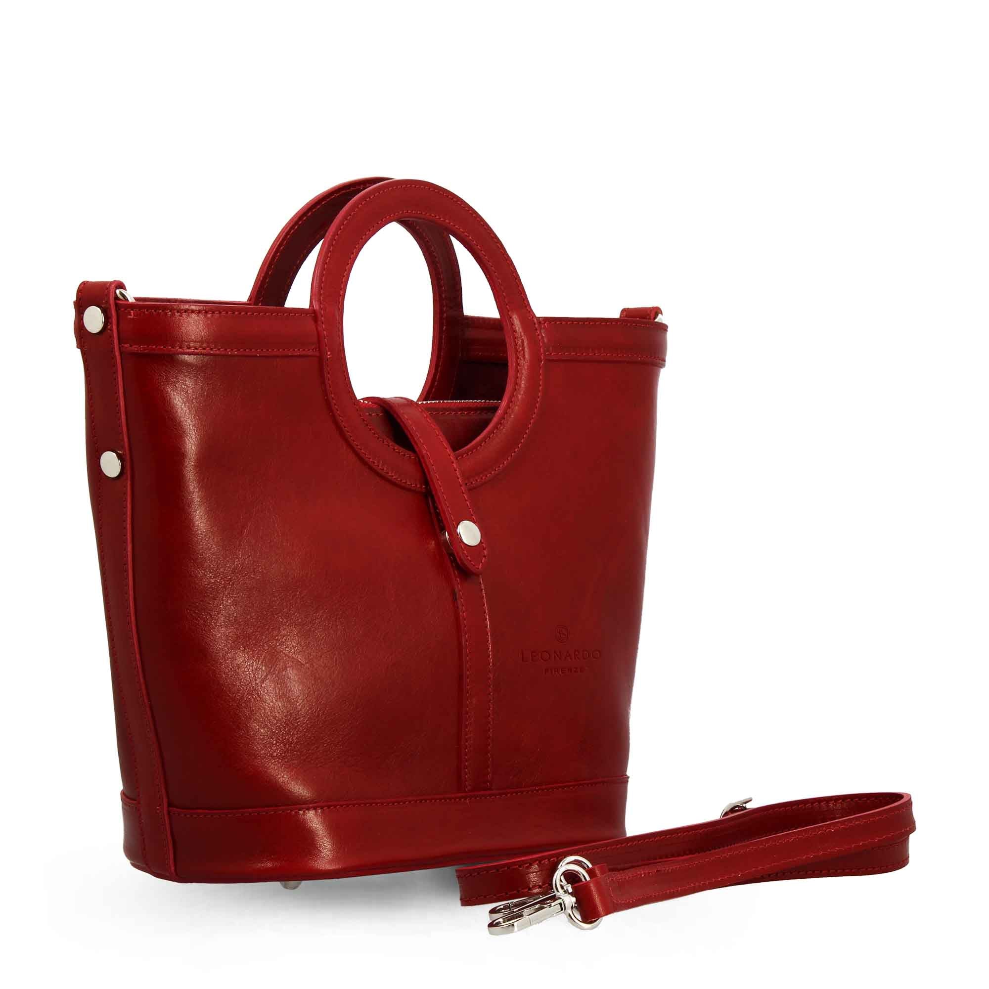 Borsa a mano da donna Afrodite in pelle colore rosso