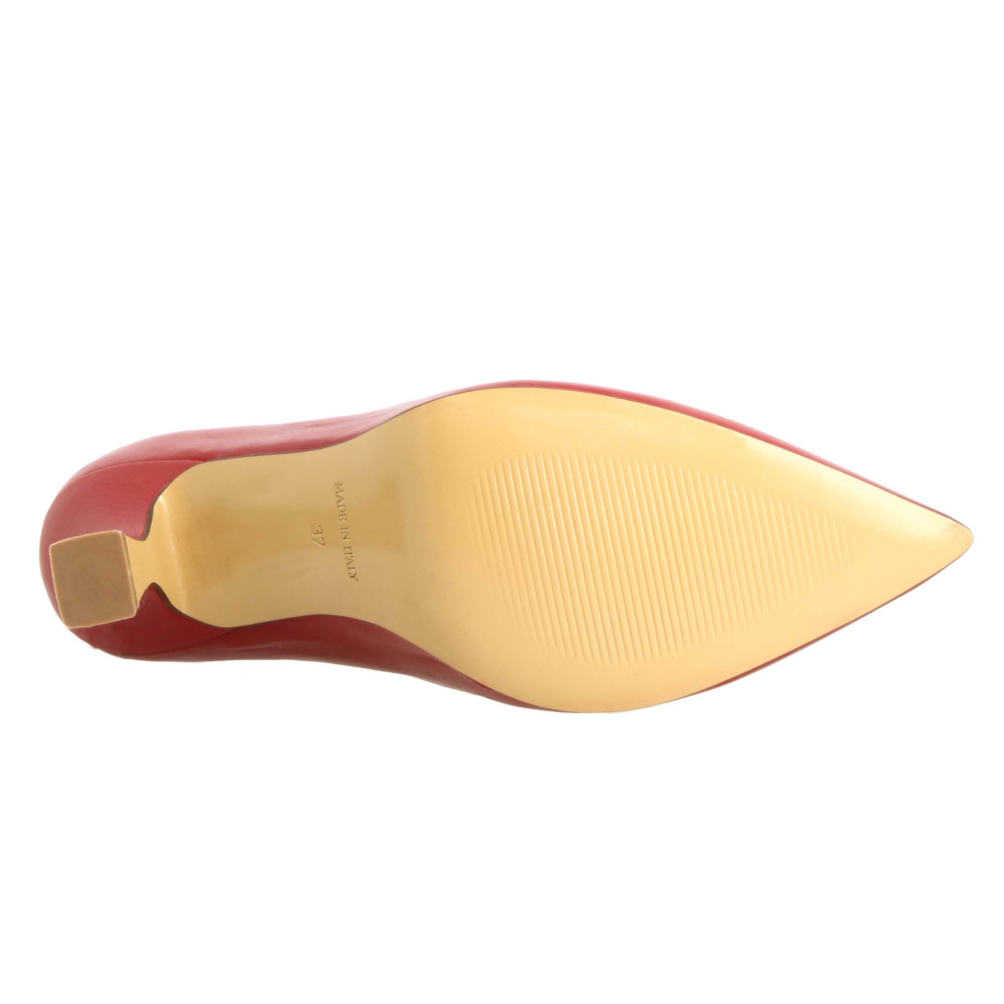 Damen-Dekolleté aus rotem Leder und 12 cm hohem Absatz