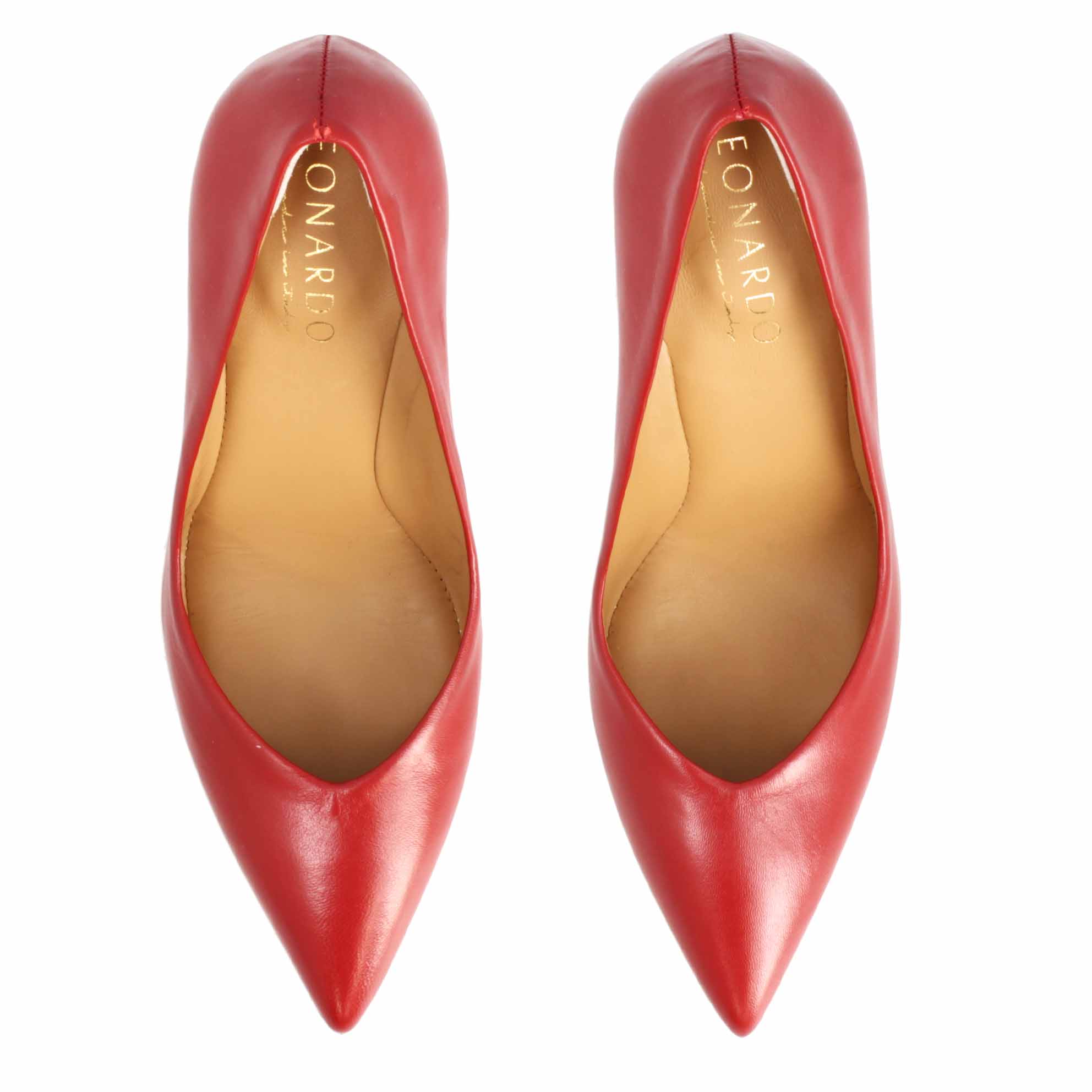 Damen-Dekolleté aus rotem Leder und 12 cm hohem Absatz