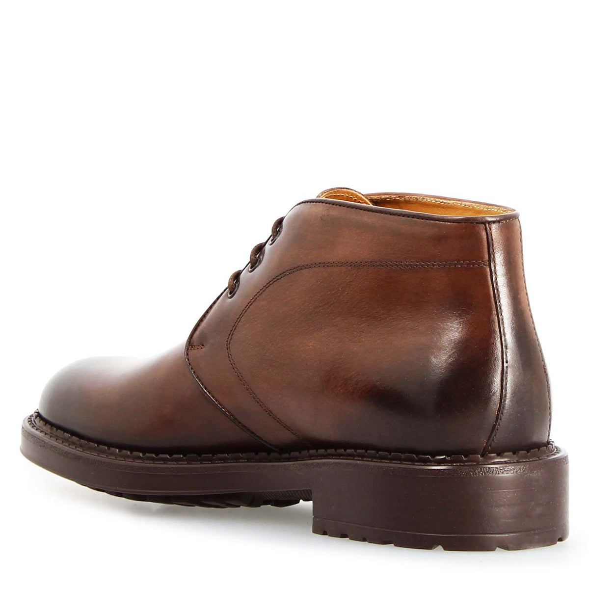 Bacco chukka boot da uomo in pelle marrone scuro