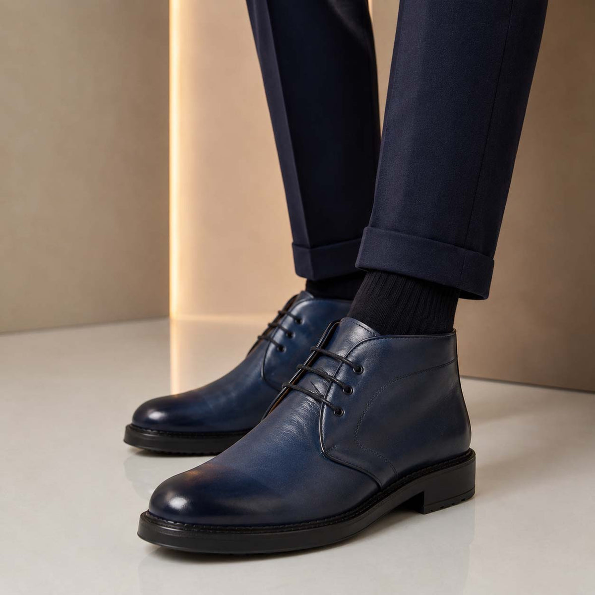Bacco chukka boot da uomo in pelle blu