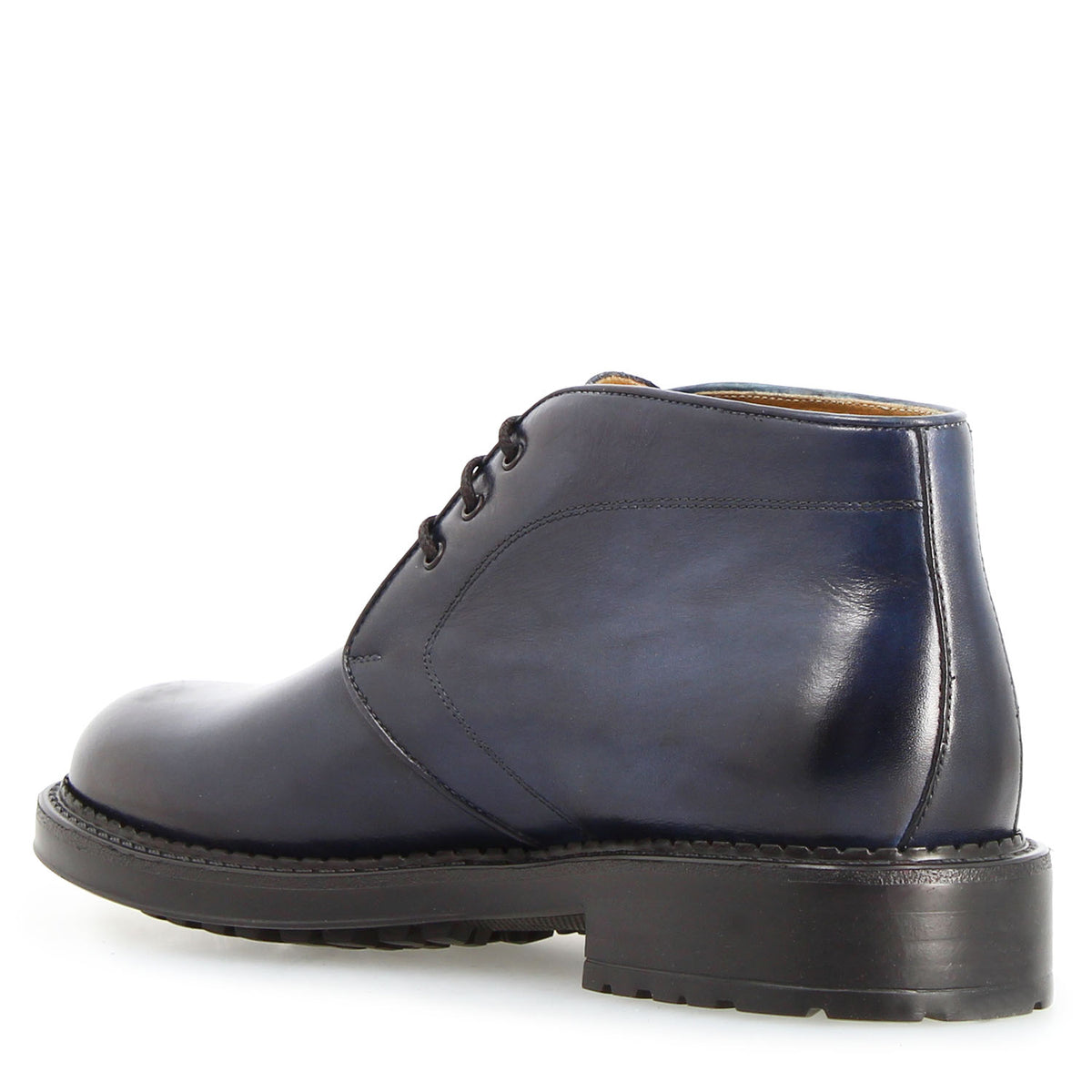 Chukka boot uomo Bacco in pelle blu tinta a mano - vista posteriore