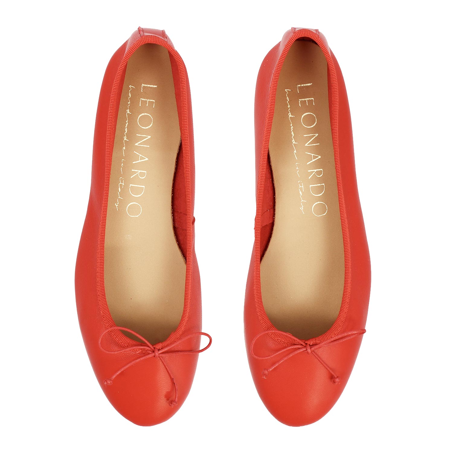 Women's red leather ballet flats Fiocco