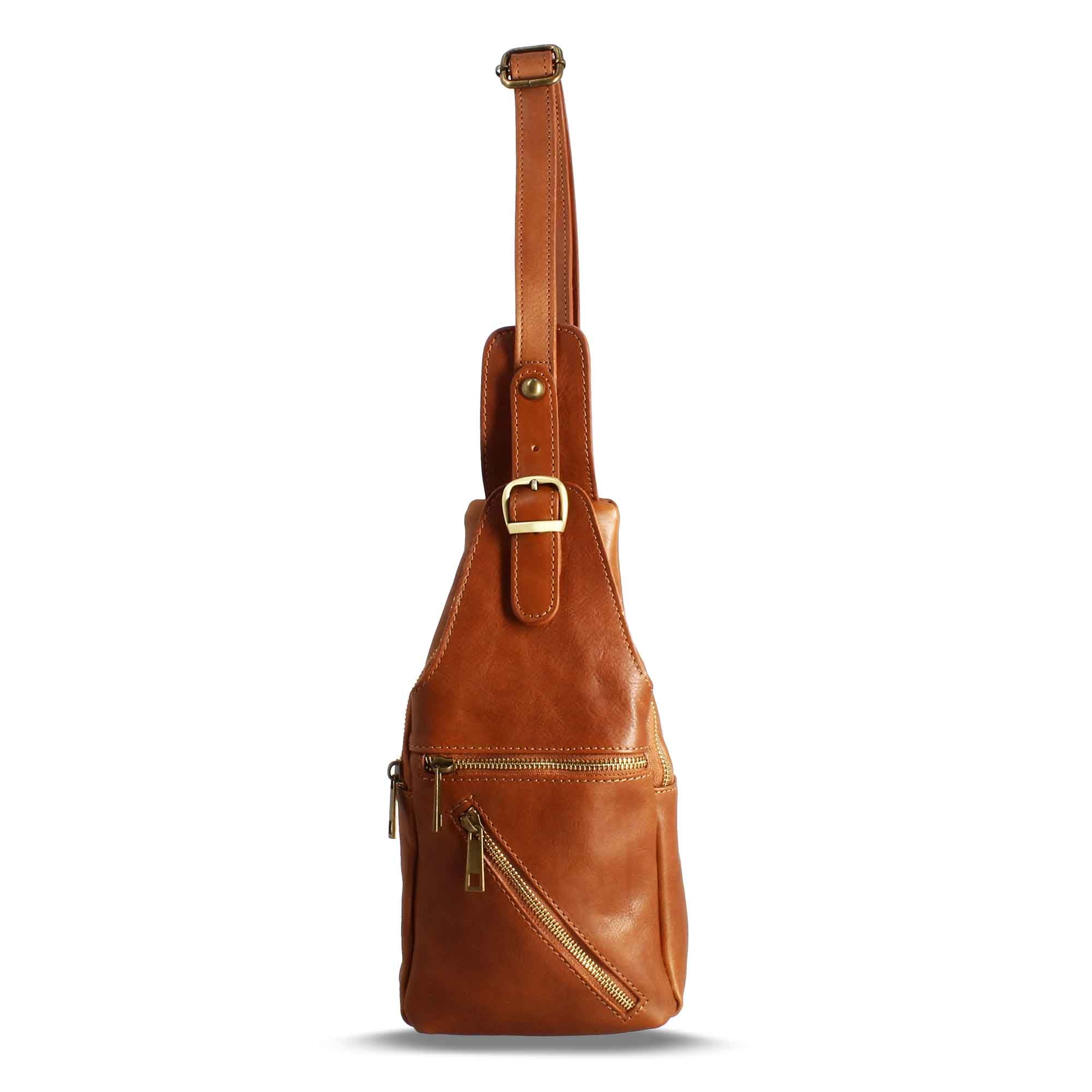 Borsello monospalle in pelle marrone