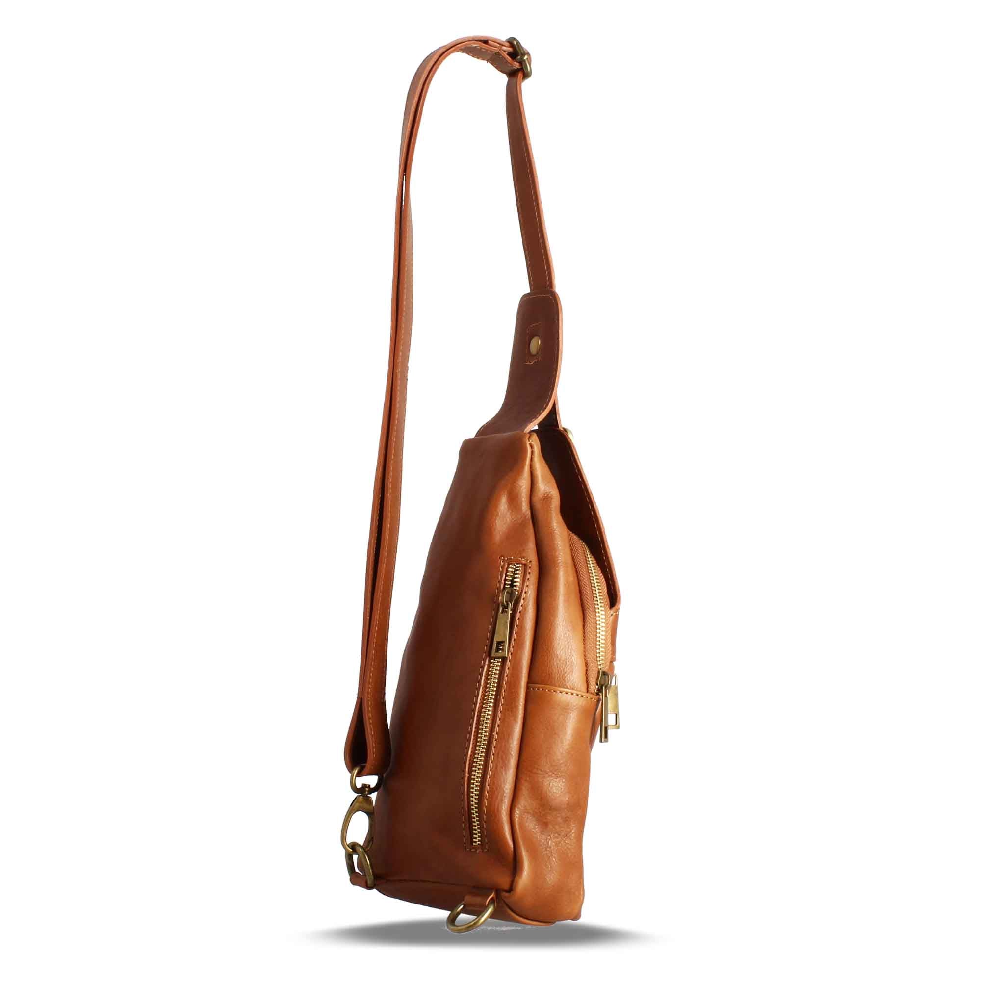 Borsello monospalle in pelle marrone