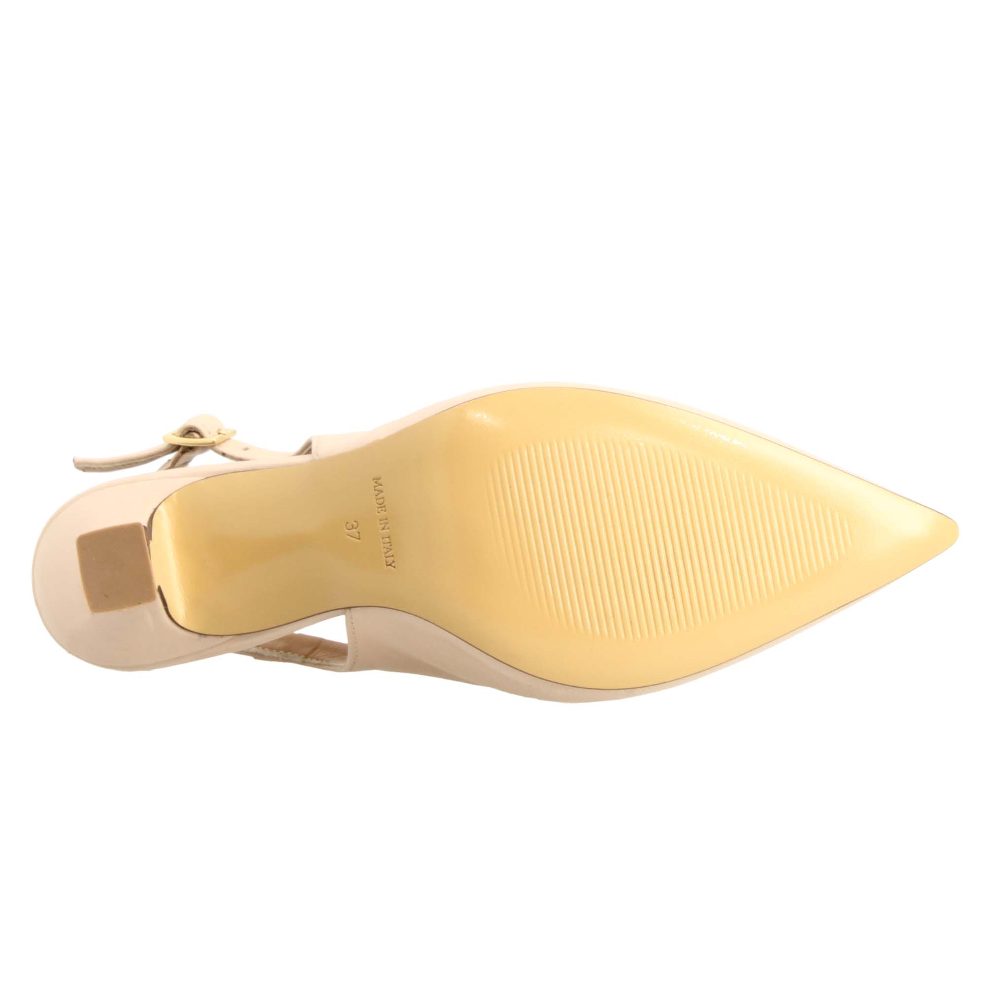 Women's Pointed Toe High Heel Slingback Pumps in Beige Leather