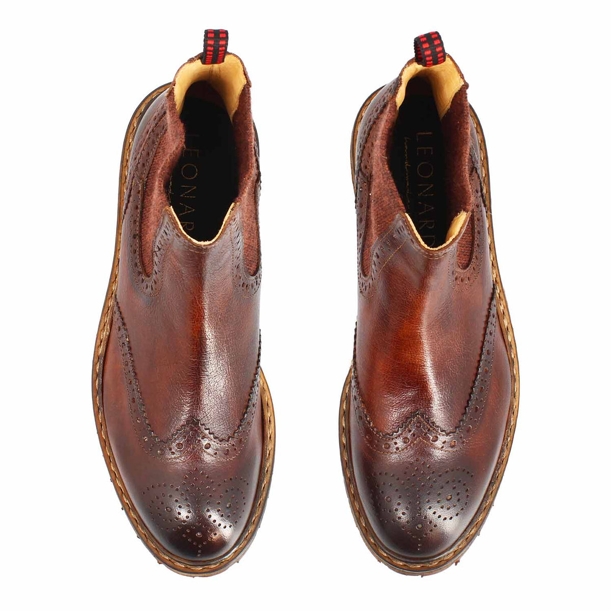 Basilio Herren Chelsea Boot im Budapester Stil in Braun