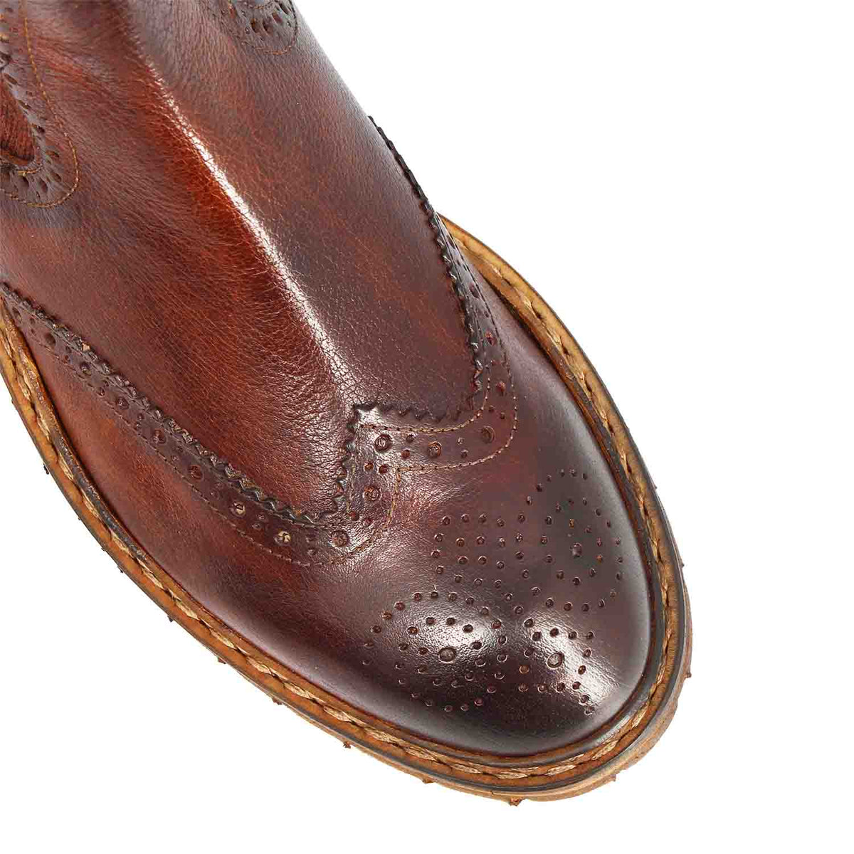 Basilio Herren Chelsea Boot im Budapester Stil in Braun