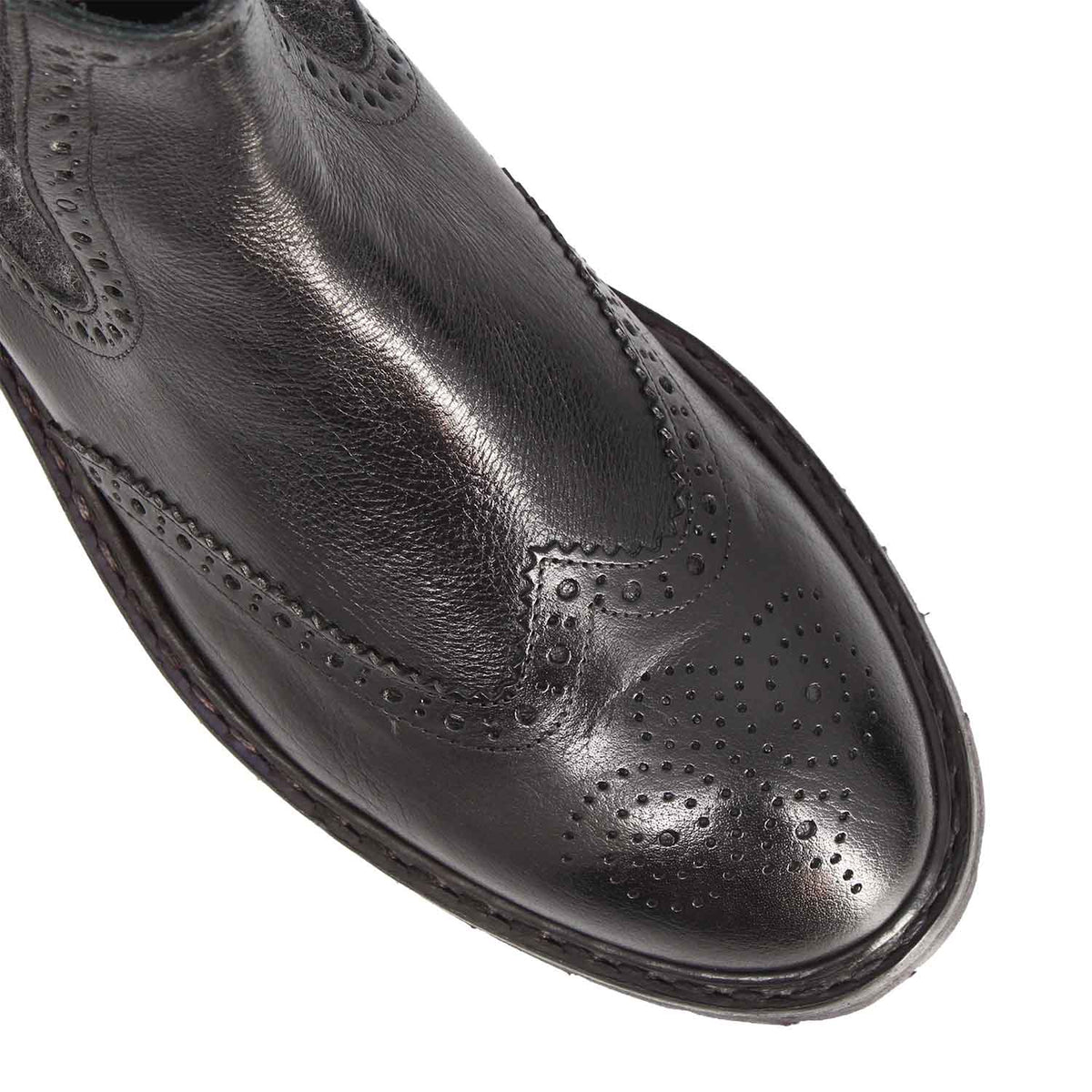 Basilio Herren Chelsea Boot im Budapester-Stil in Schwarz