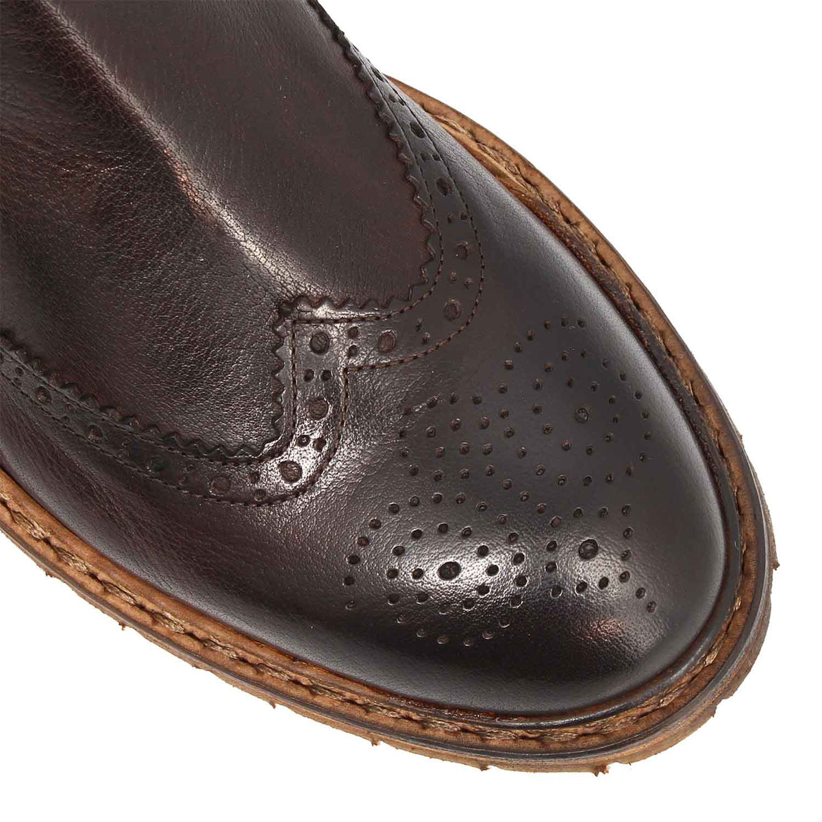 Basilio Herren Chelsea Boot im Budapester Stil in Dunkelbraun