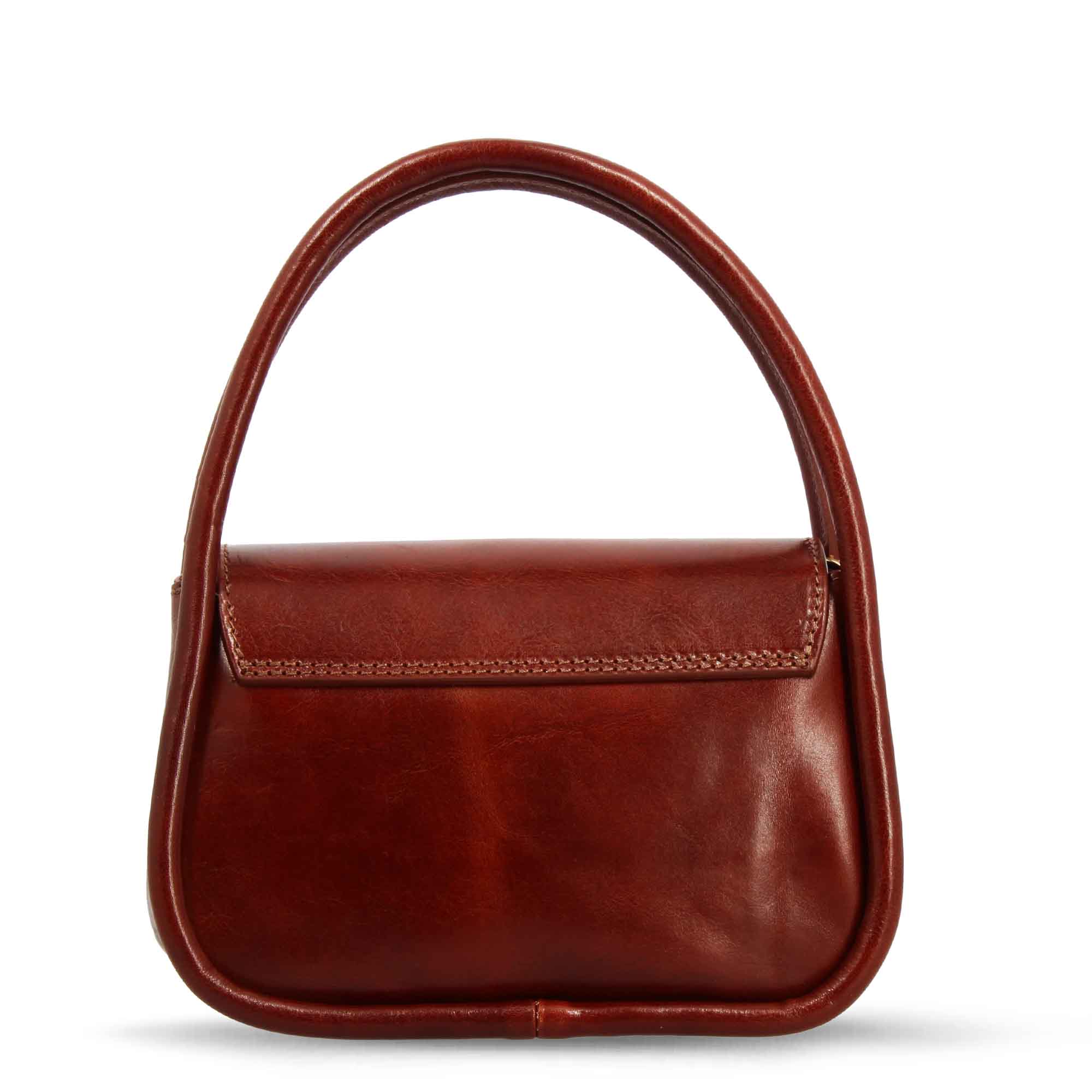 Borsa a mano Caterina artigianale da donna in pelle marrone scuro
