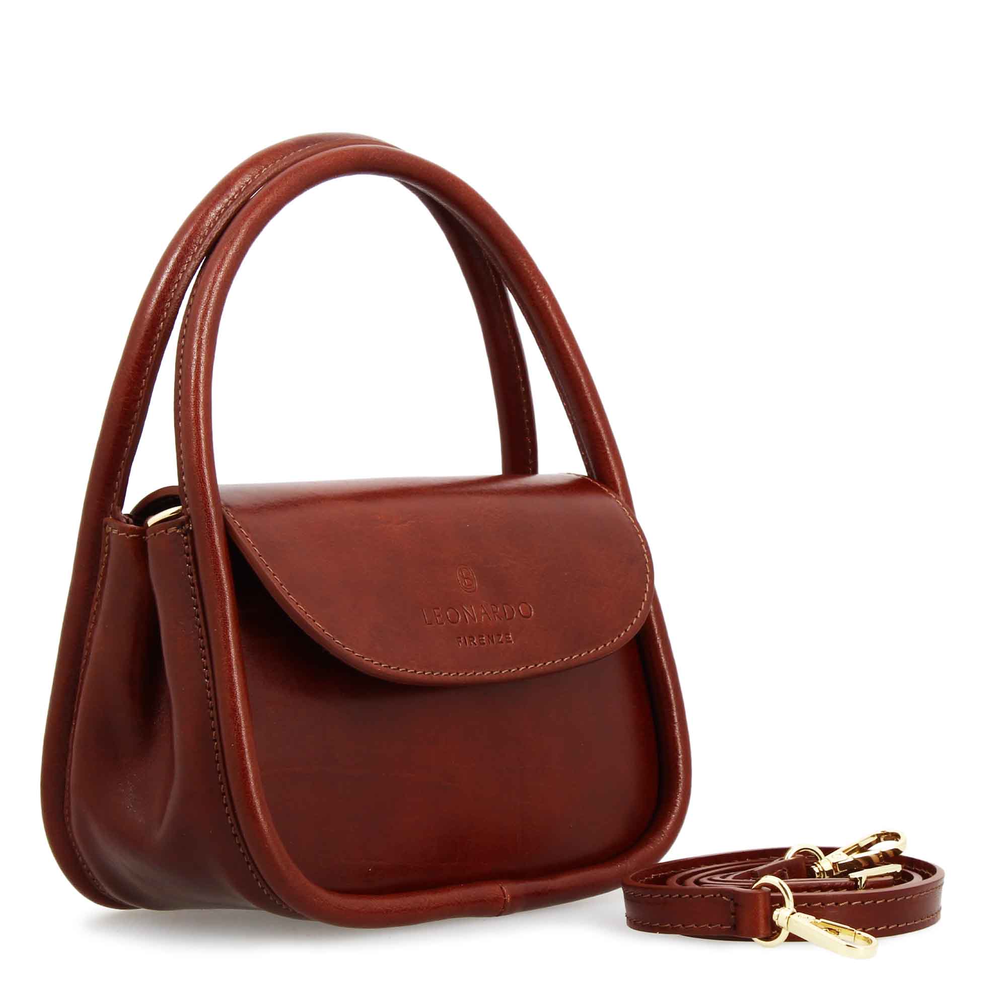 Borsa a mano Caterina artigianale da donna in pelle marrone scuro