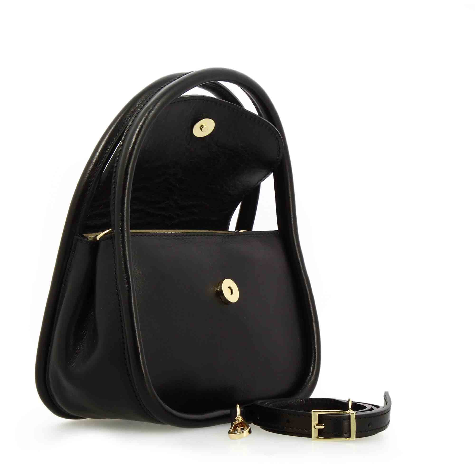 Borsa a mano Caterina artigianale da donna in pelle nera