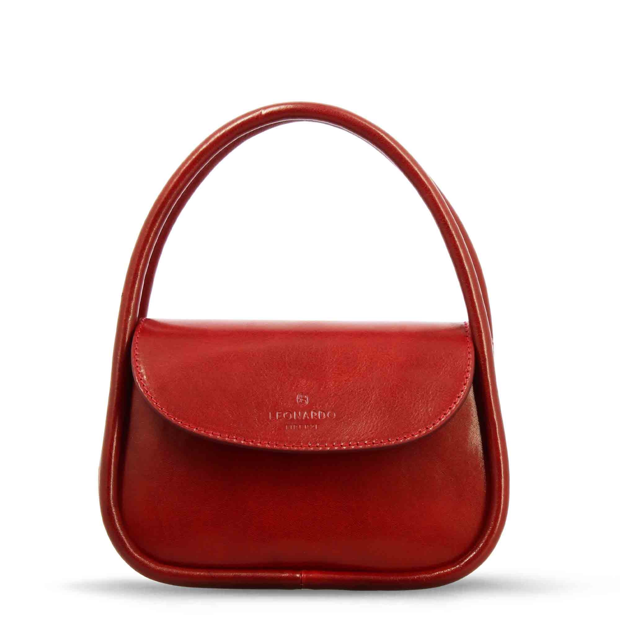 Handgefertigte rote Lederhandtasche Caterina für Frauen