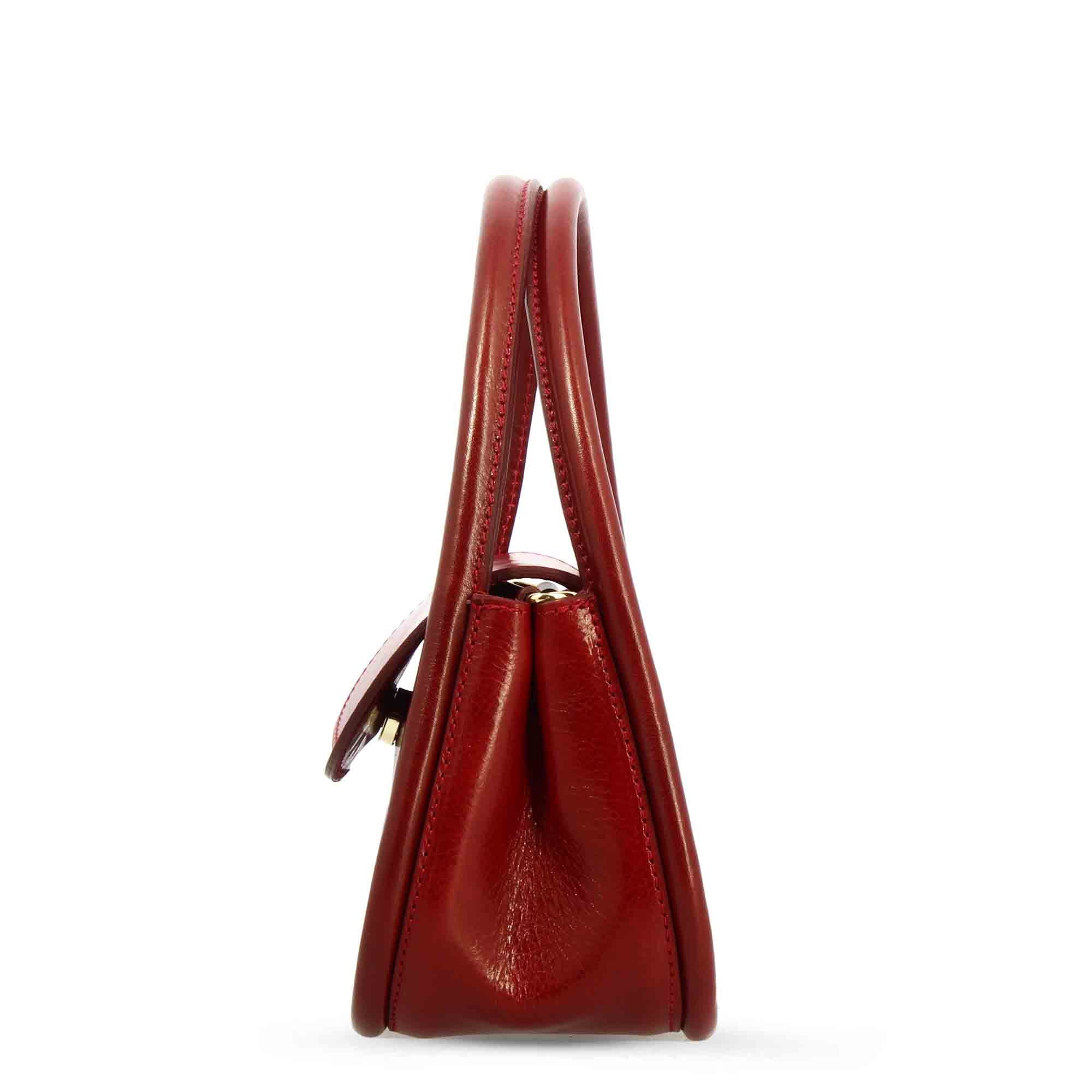 Handgefertigte rote Lederhandtasche Caterina für Frauen