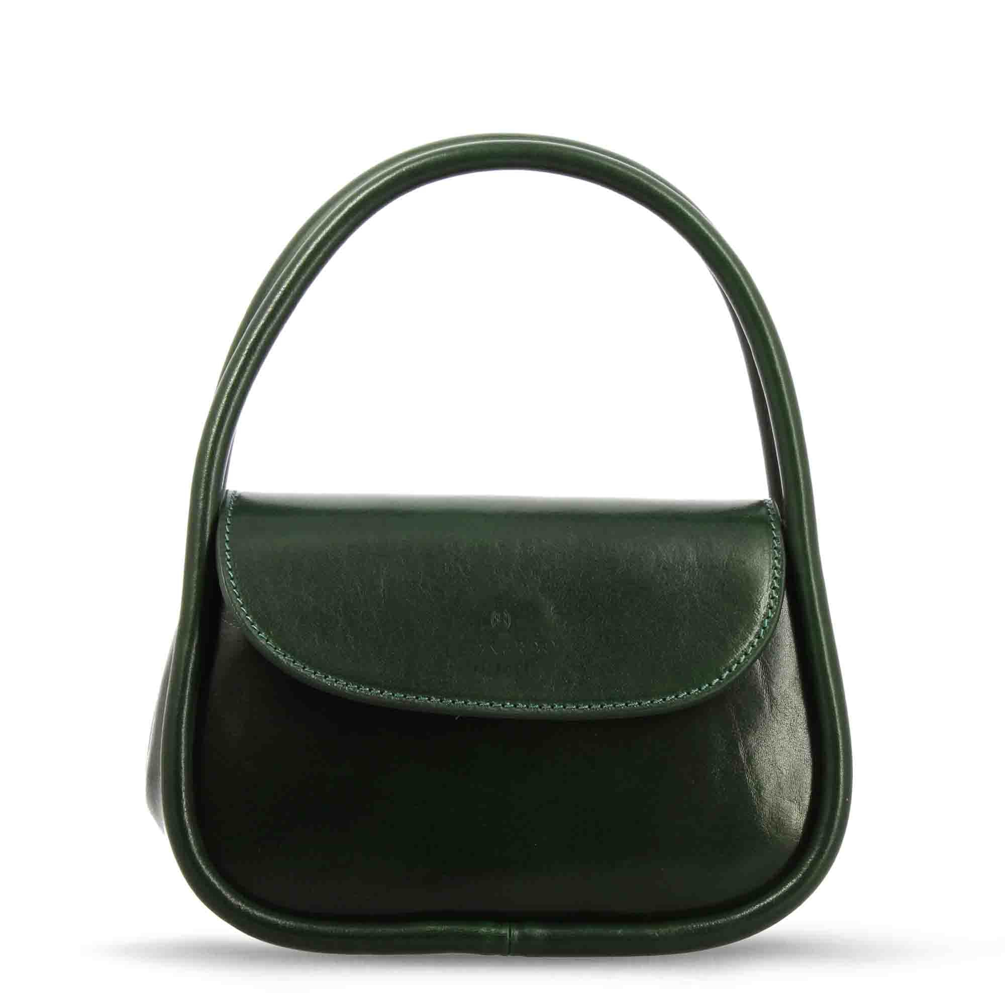 Borsa a mano Caterina artigianale da donna in pelle verde