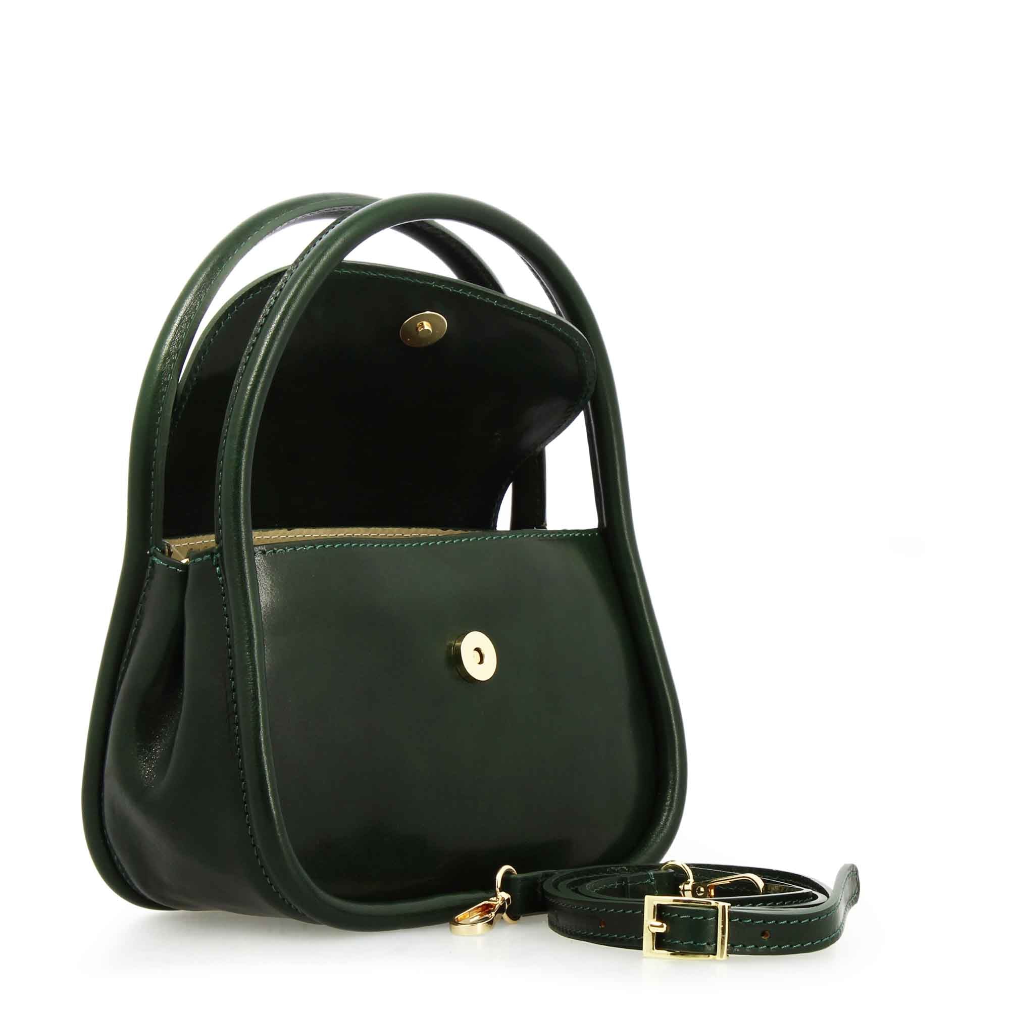 Borsa a mano Caterina artigianale da donna in pelle verde