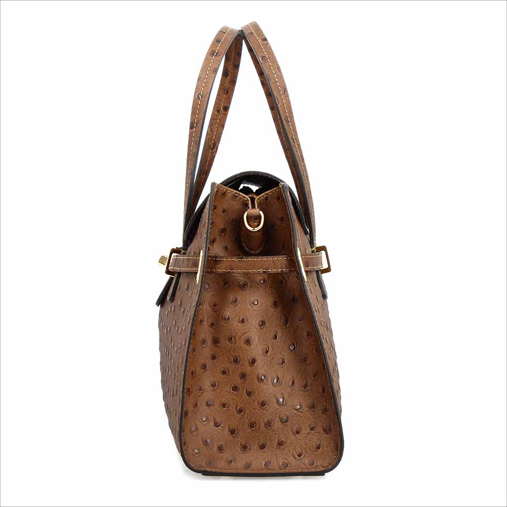 Large handcrafted women's handbag in brown printed leather