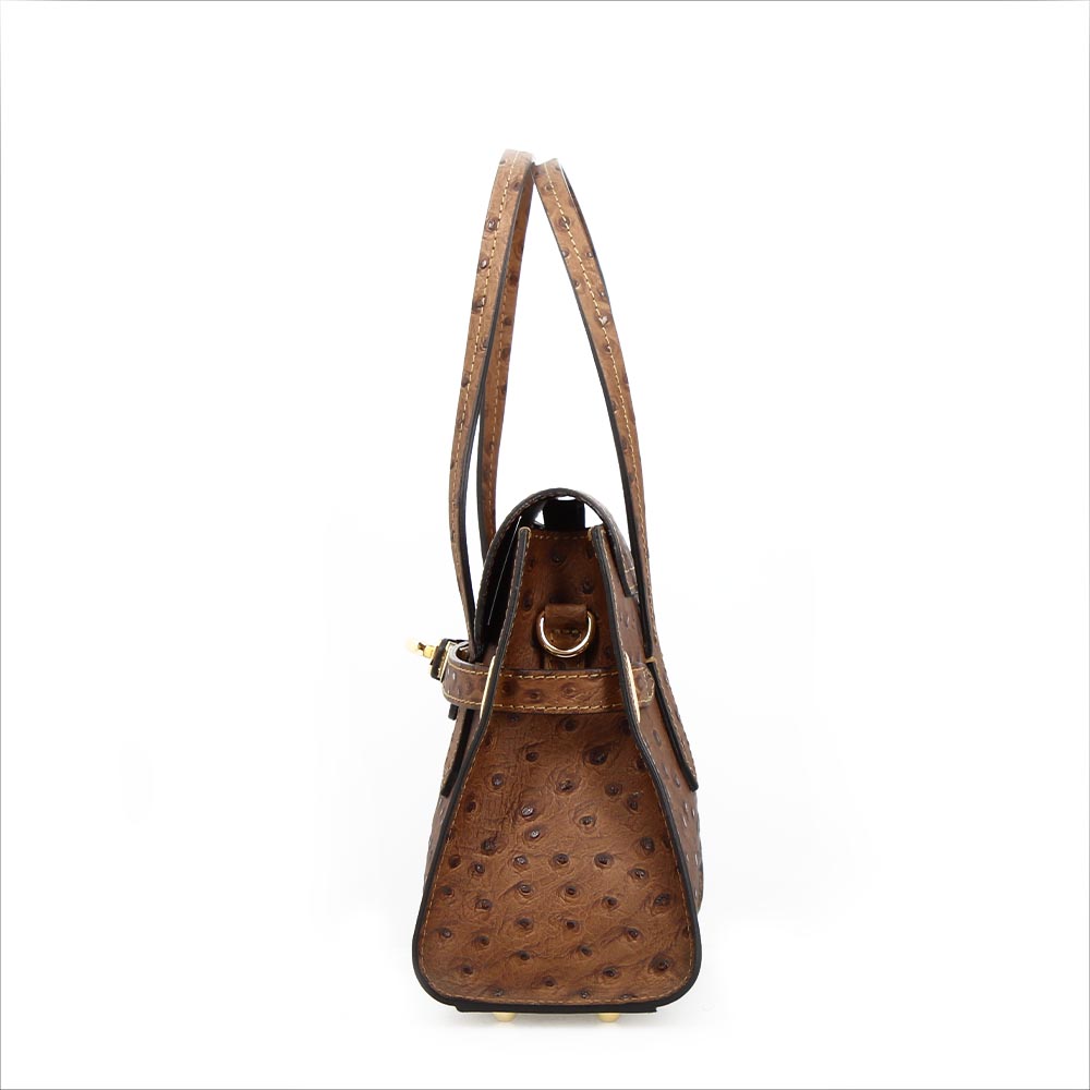 Medium handcrafted handbag for women in brown leather