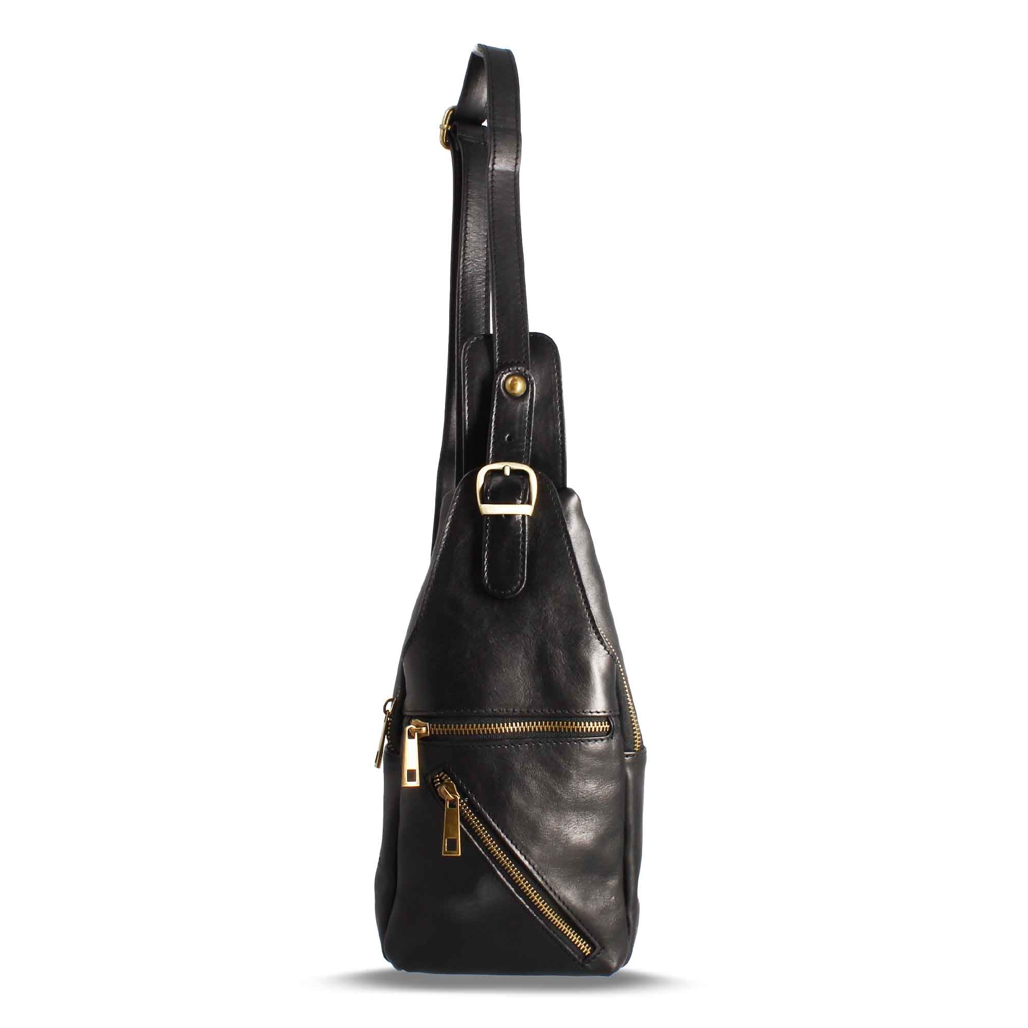 Black leather one-shoulder bag