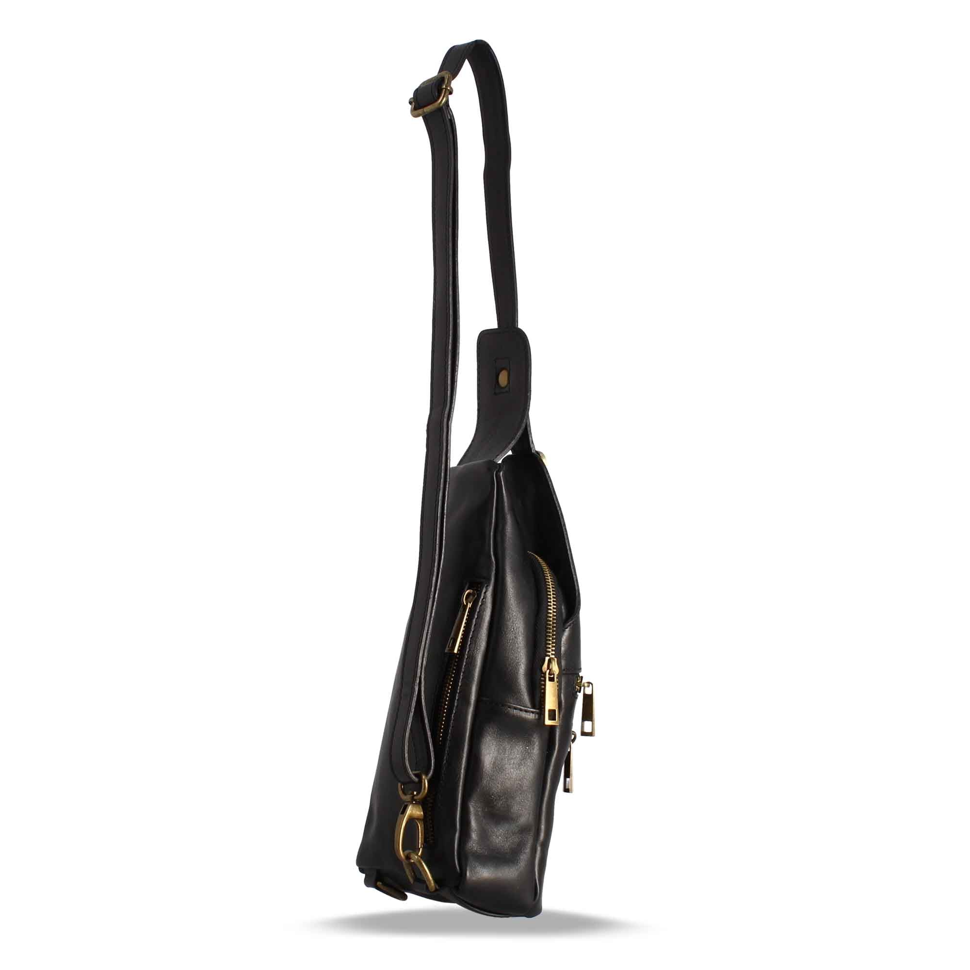 Black leather one-shoulder bag