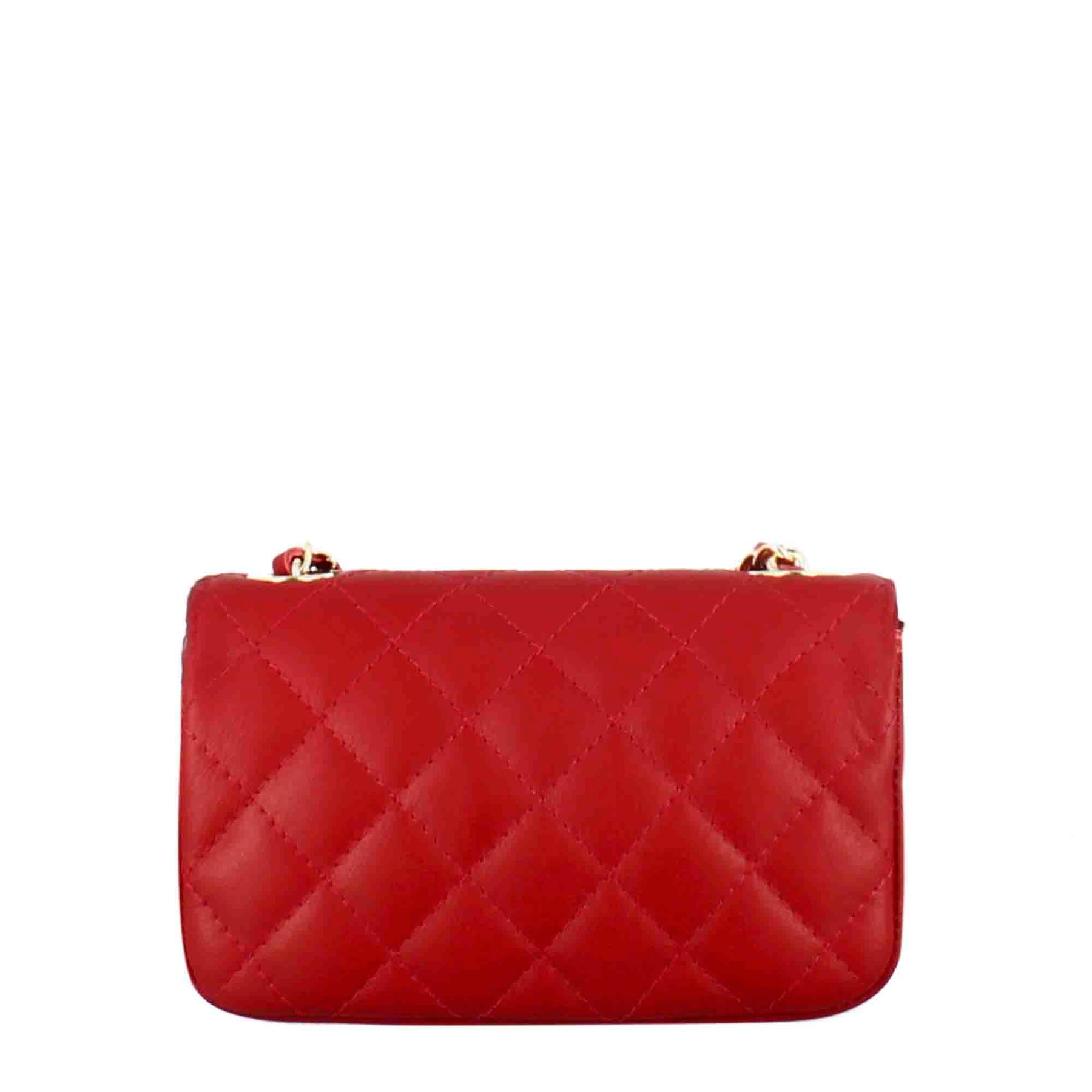 Vanity shoulder bag in red quilted leather