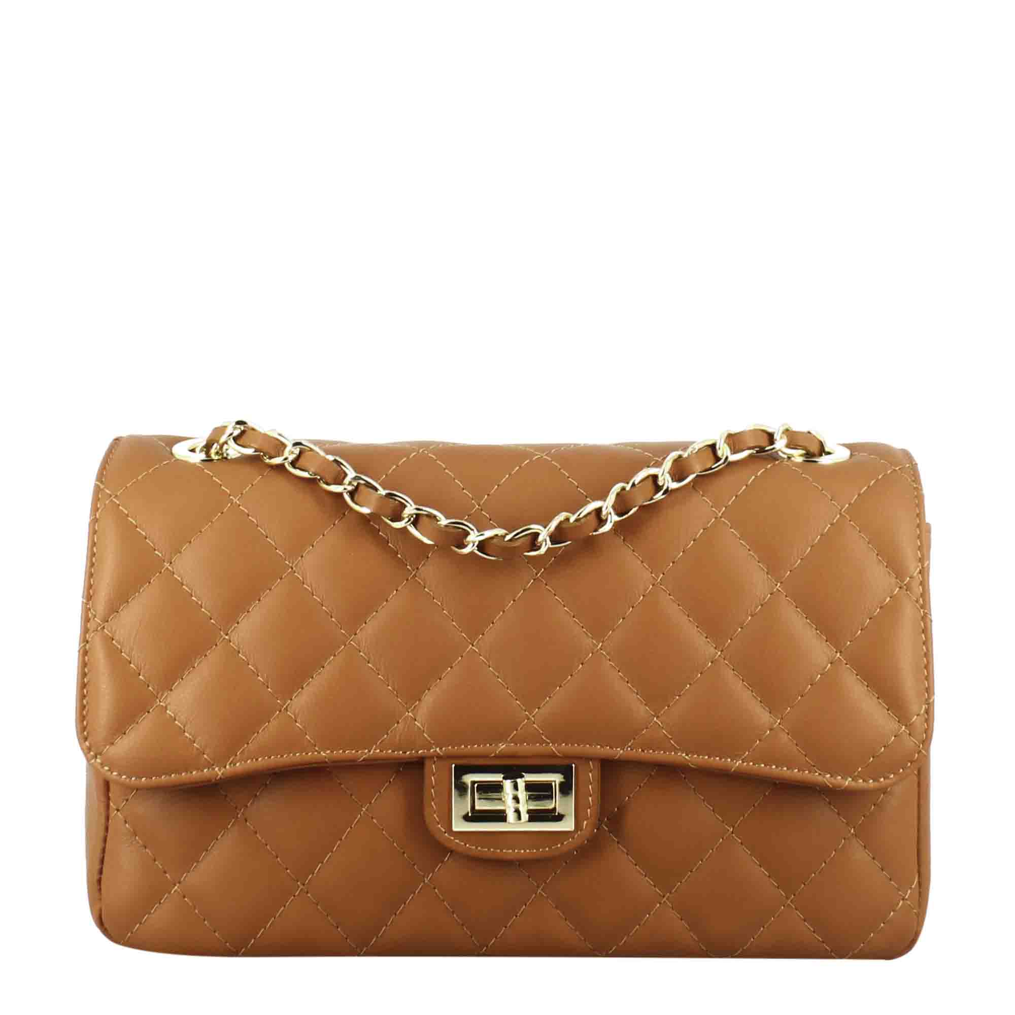 Vanity medium quilted leather shoulder bag brown