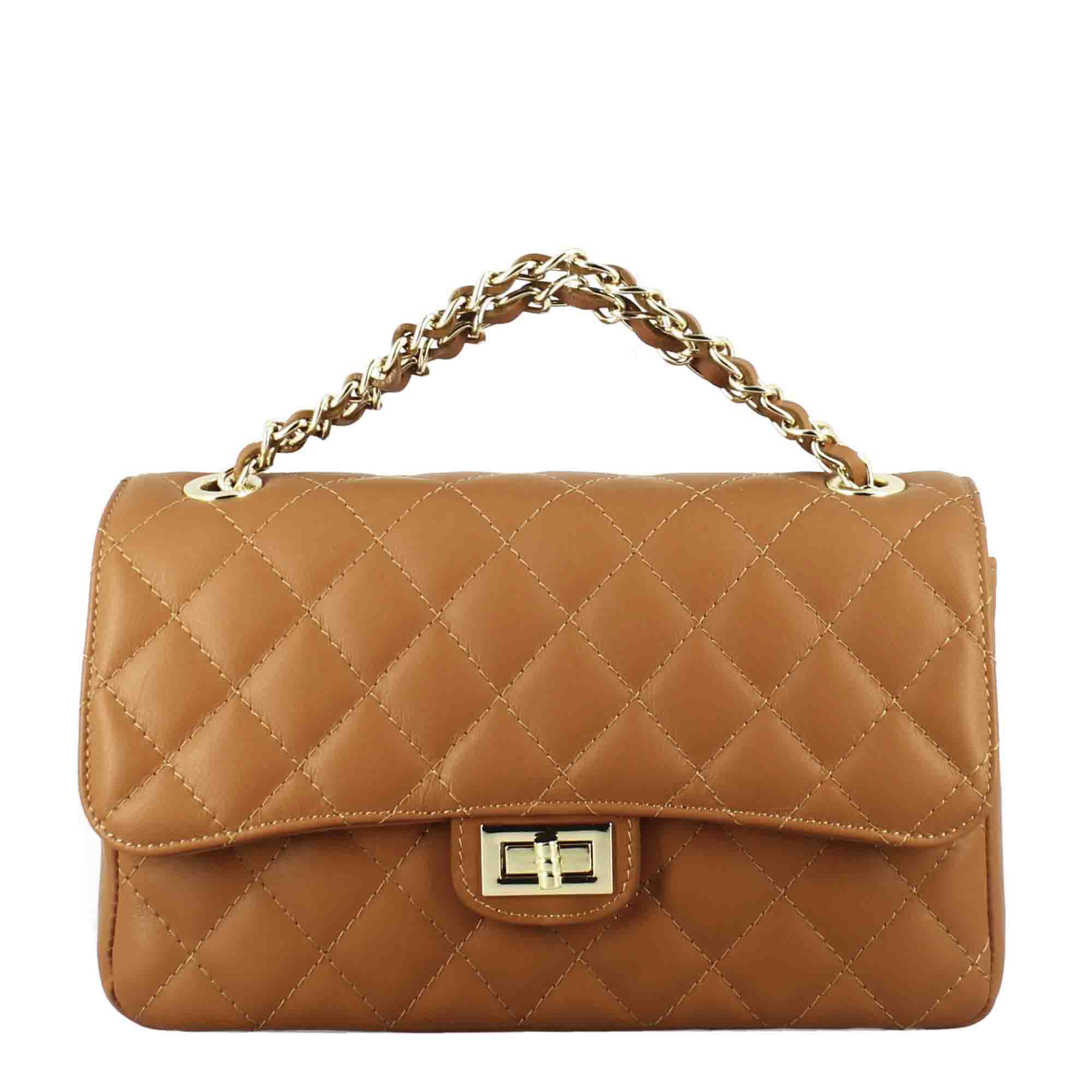 Vanity medium quilted leather shoulder bag brown