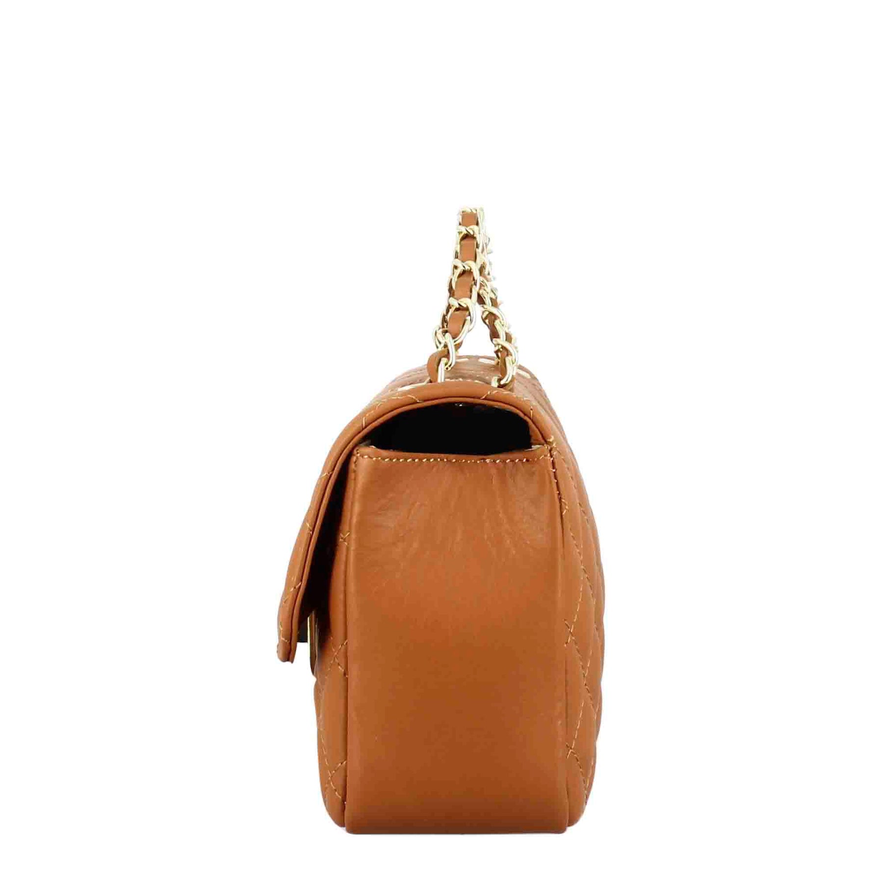 Vanity medium quilted leather shoulder bag brown