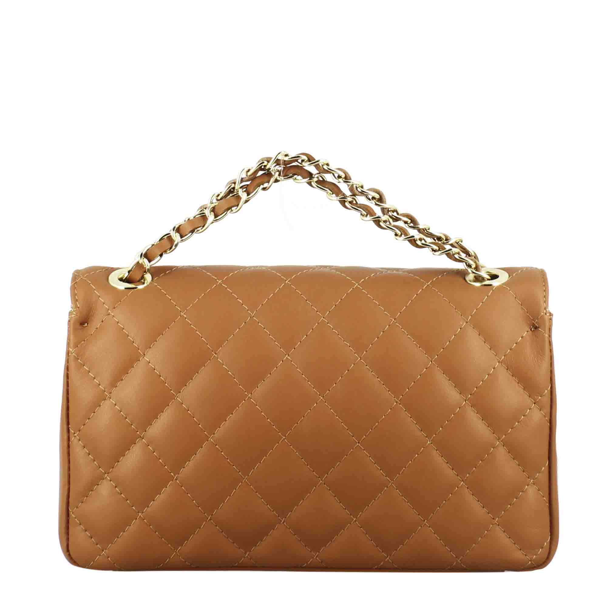 Vanity medium quilted leather shoulder bag brown