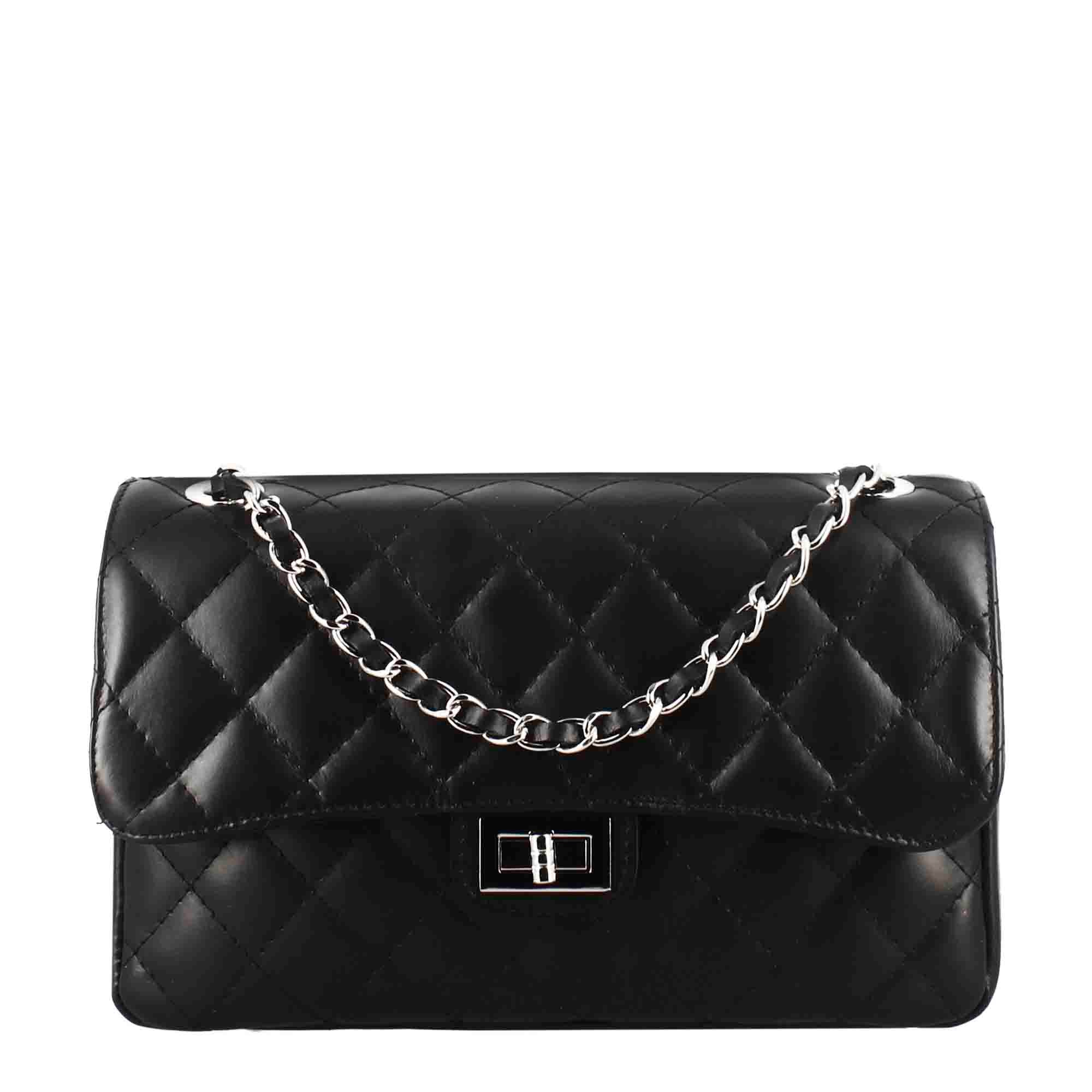 Vanity medium quilted leather shoulder bag black