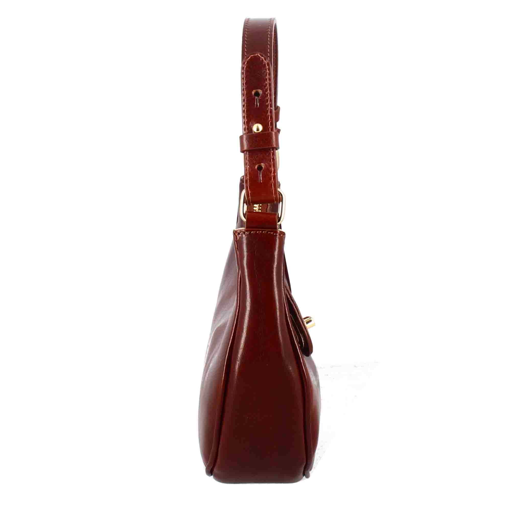 Jane shoulder bag in brown leather with removable shoulder strap